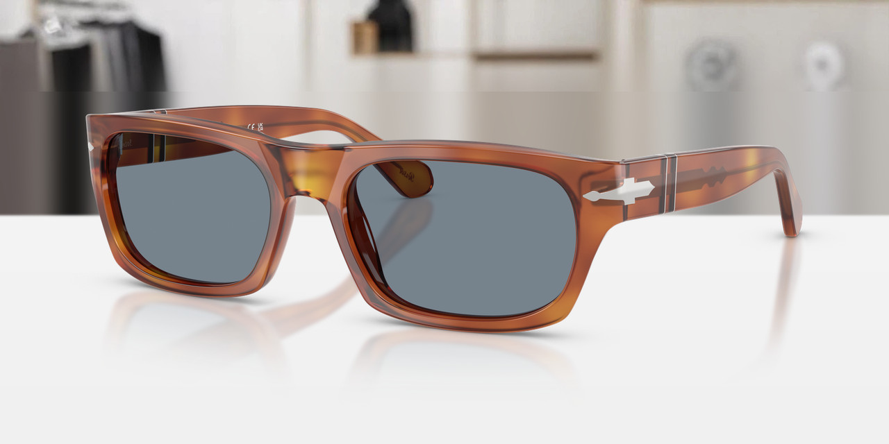 PERSOL PO3398S 96 56 Terra Di Siena Blue Unisex 58 mm Sunglasses
