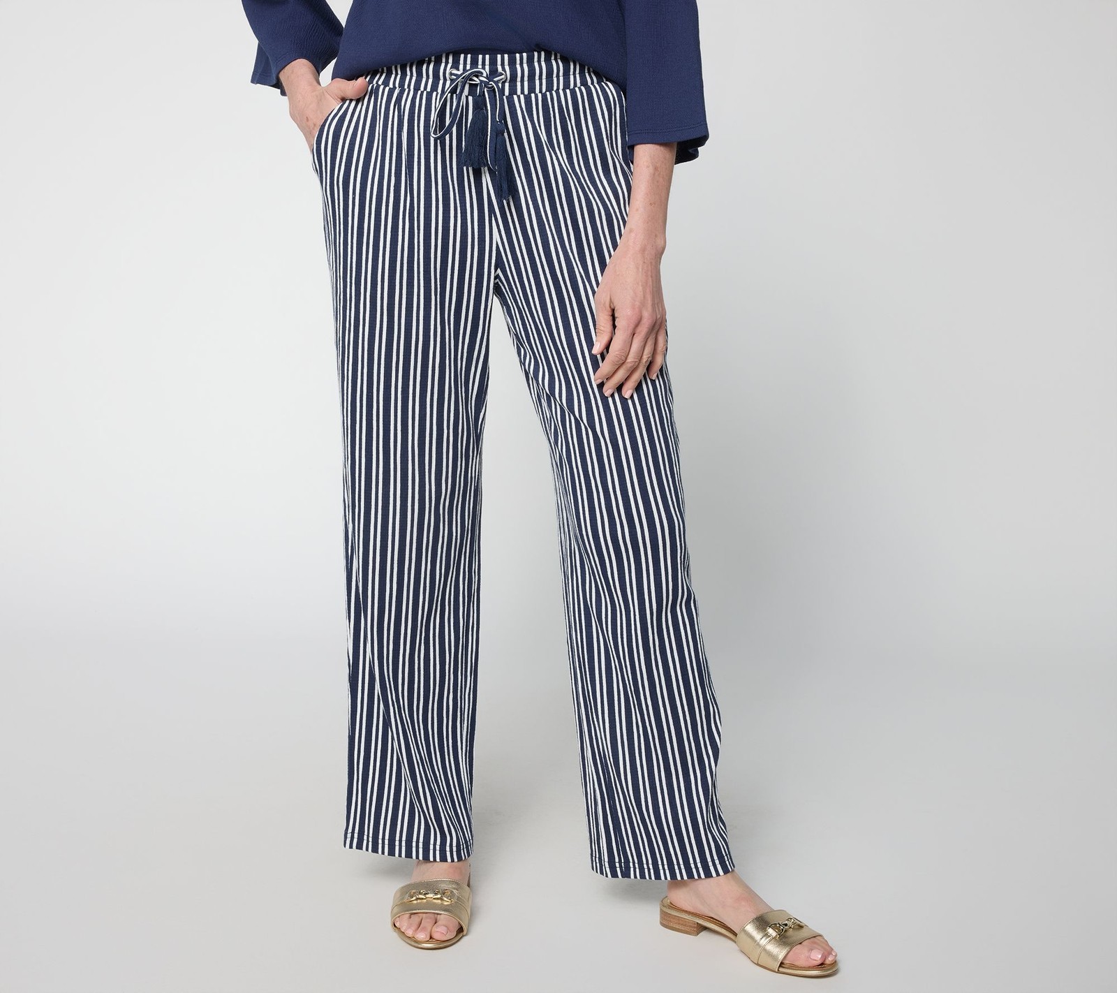 Belle by Kim Gravel Regular Packabelle Slay the Vacay Straight Pants Nautical St
