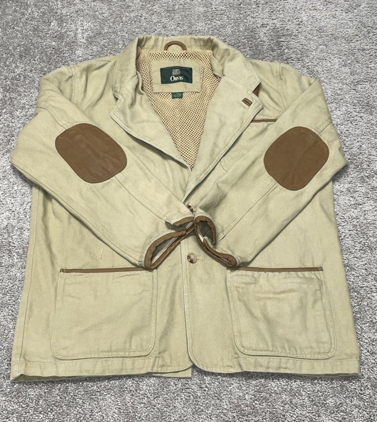 Vintage ORVIS Zambezi Field Jacket Mens Large Tall Canvas Leather Patch Utility