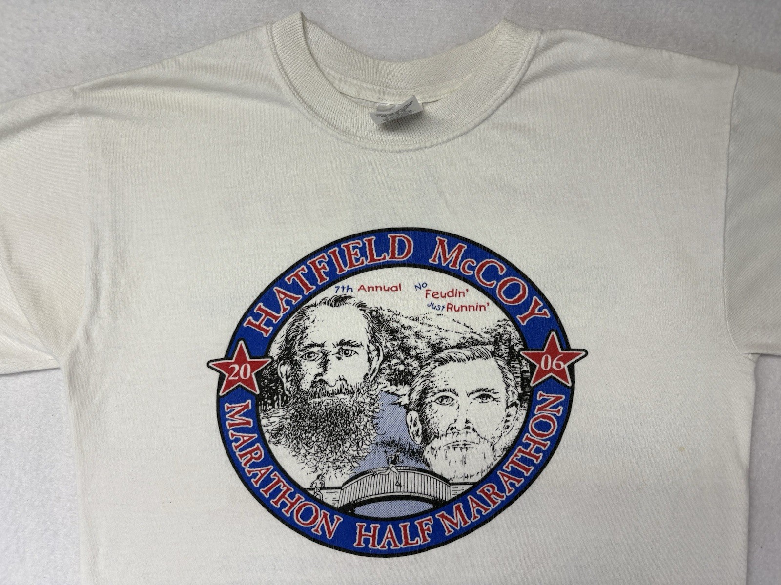 Vintage T Shirt Hatfield McCoy Marathon Race Crew Appalachian Kentucky EUC 7th