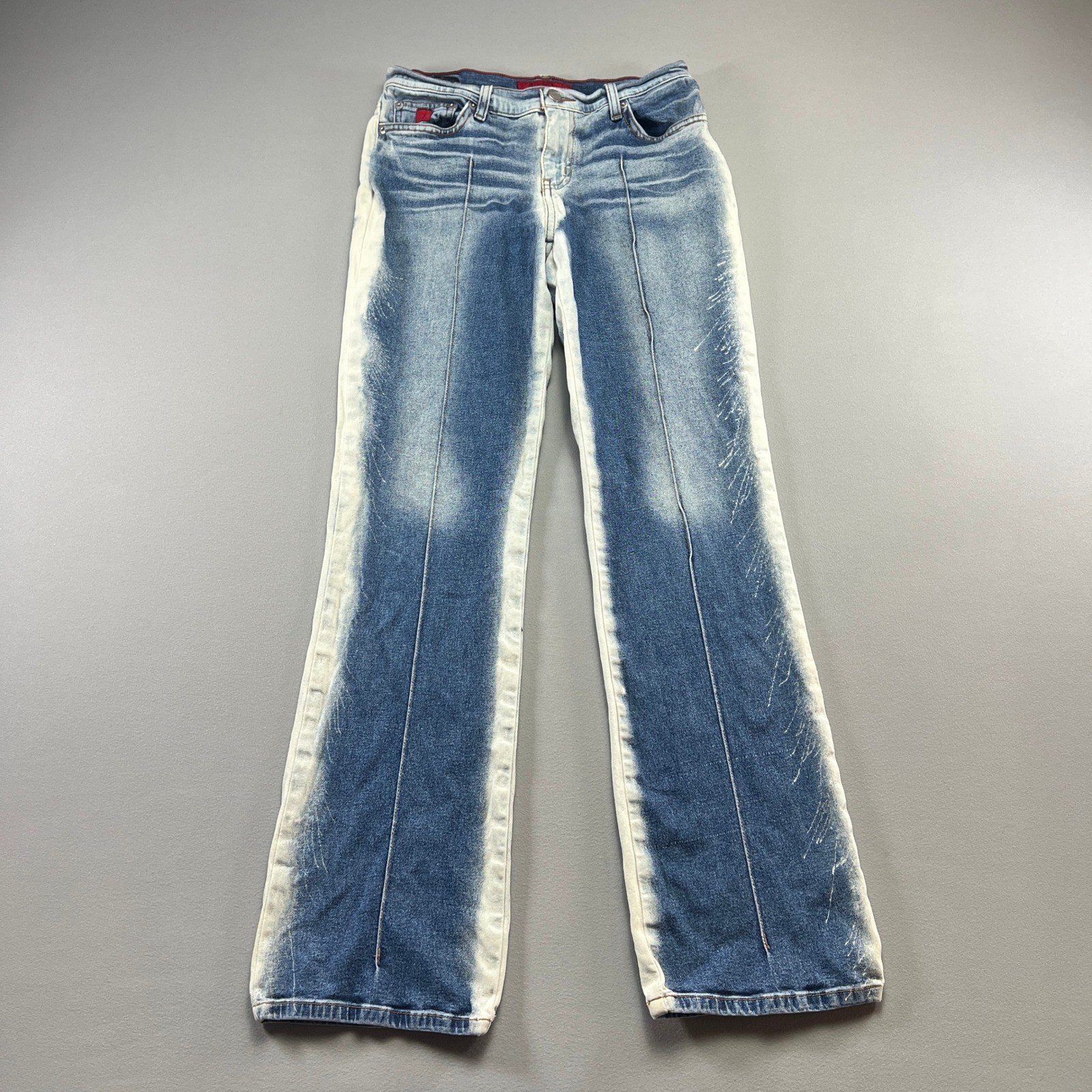 Vintage Bongo Statement Denim Flared Jeans Womens 7 Blue Acid Wash Low Rise Y2k