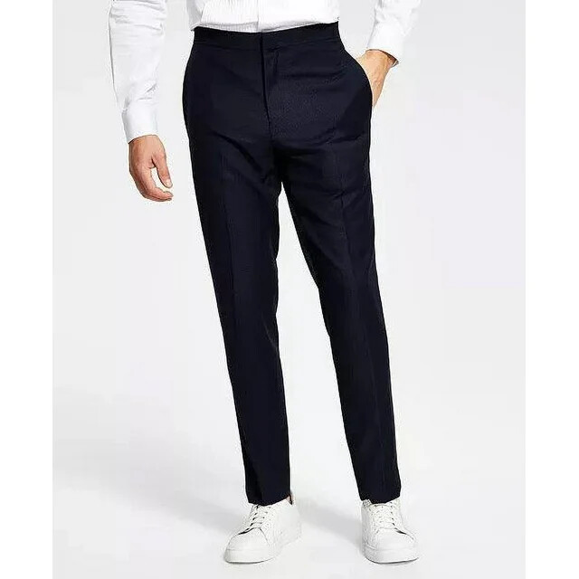 NWT $135 Alfani Mens Slim Fit Flat Front Suit Pants, Navi, Dif. Sizes