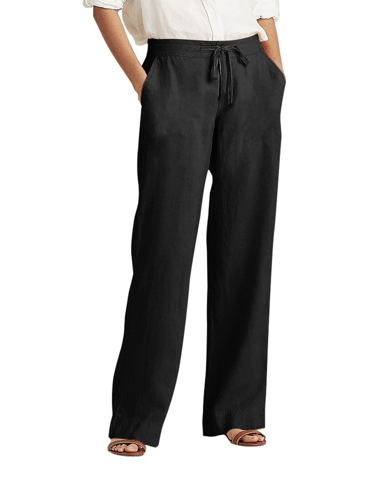 Womens Premium Soft Linen Blend Pants Relaxed Fit Comfort Wear for Daily Styling