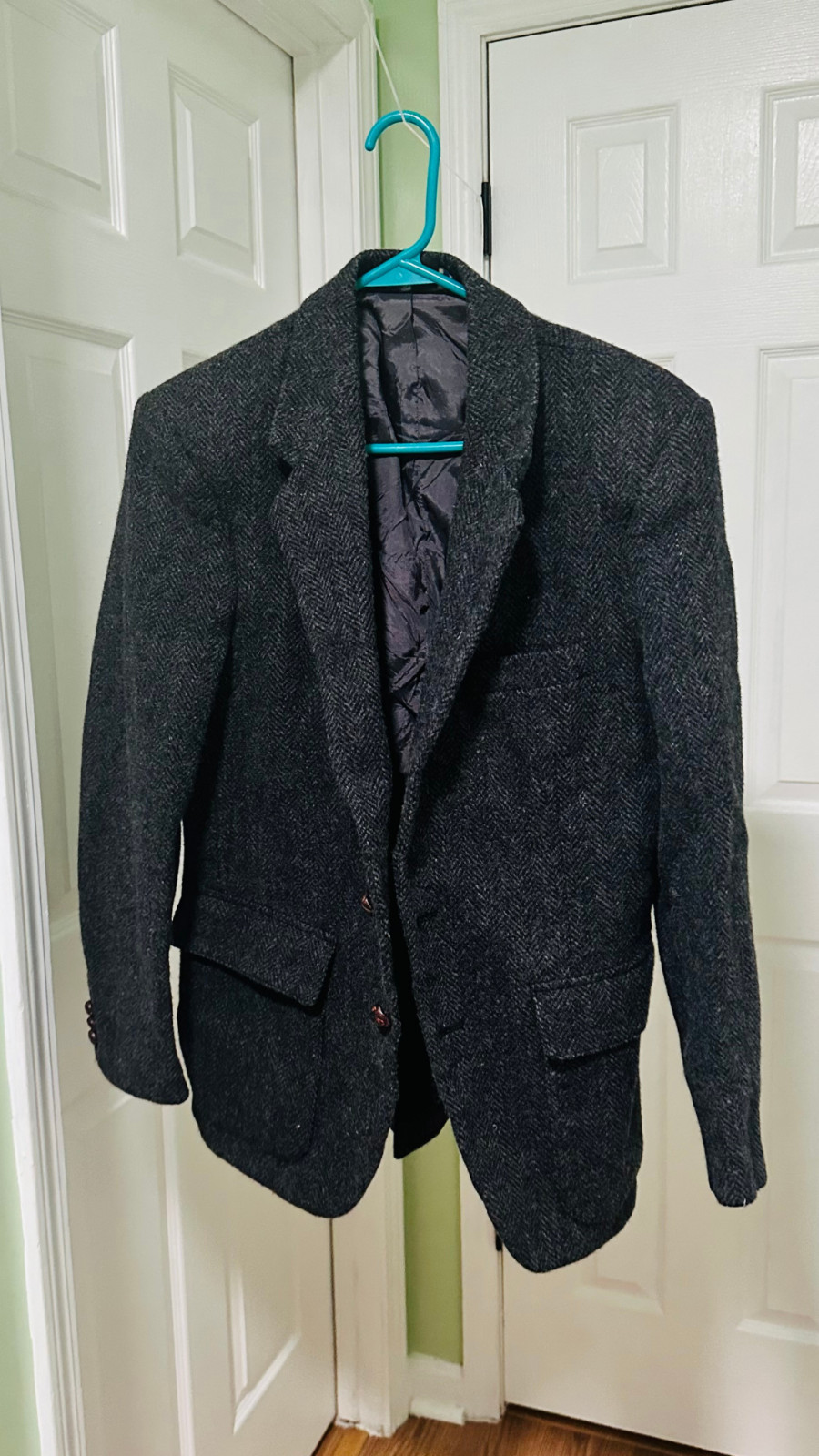 D&F by Farah Men’s Medium 100% Wool Blazer Gray Herringbone Tweed Sport Coat