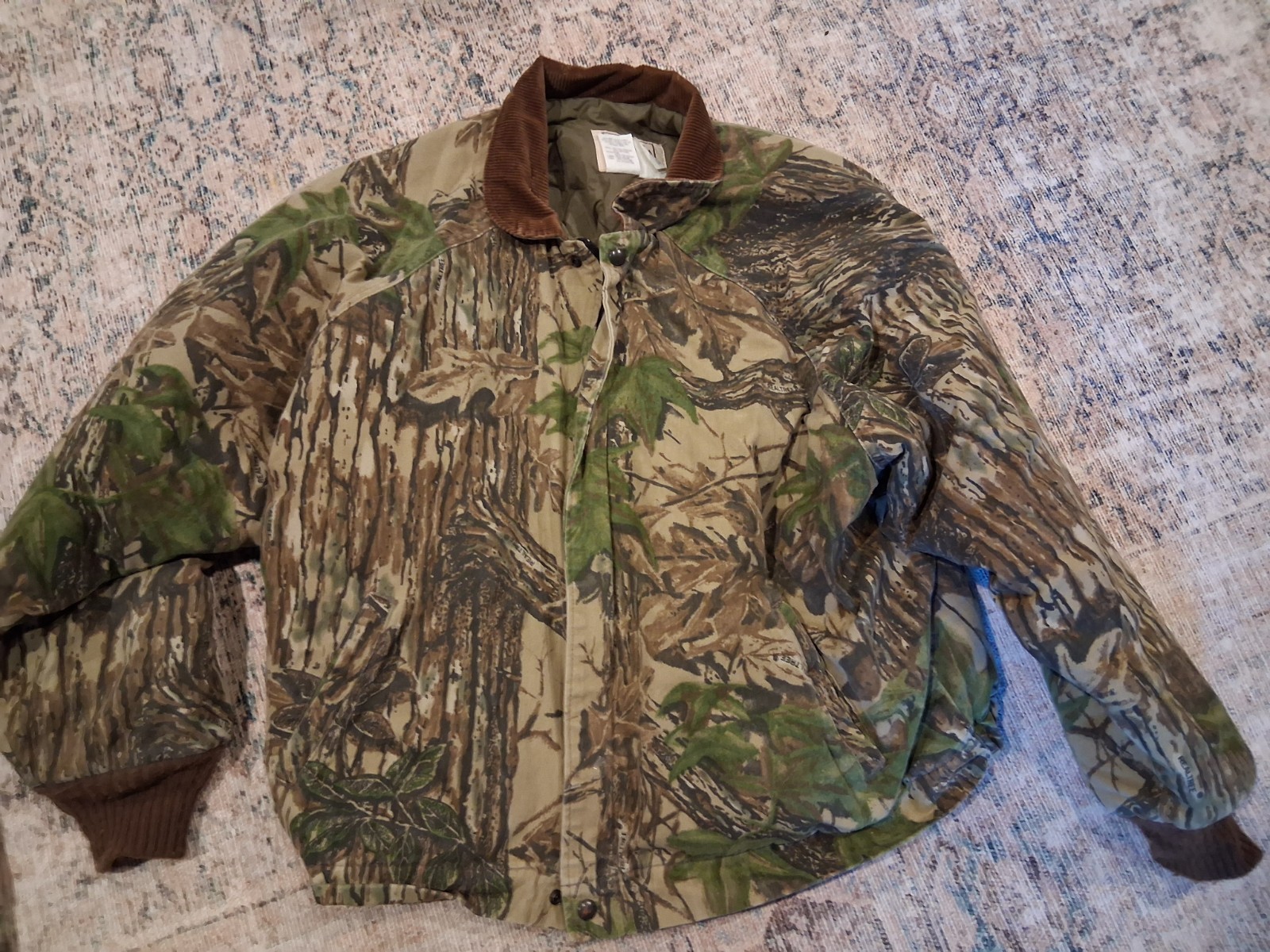 Walls Blizzard Pruf Bomber Jacket Vintage Real Tree Camo Corduroy Collar 2XL