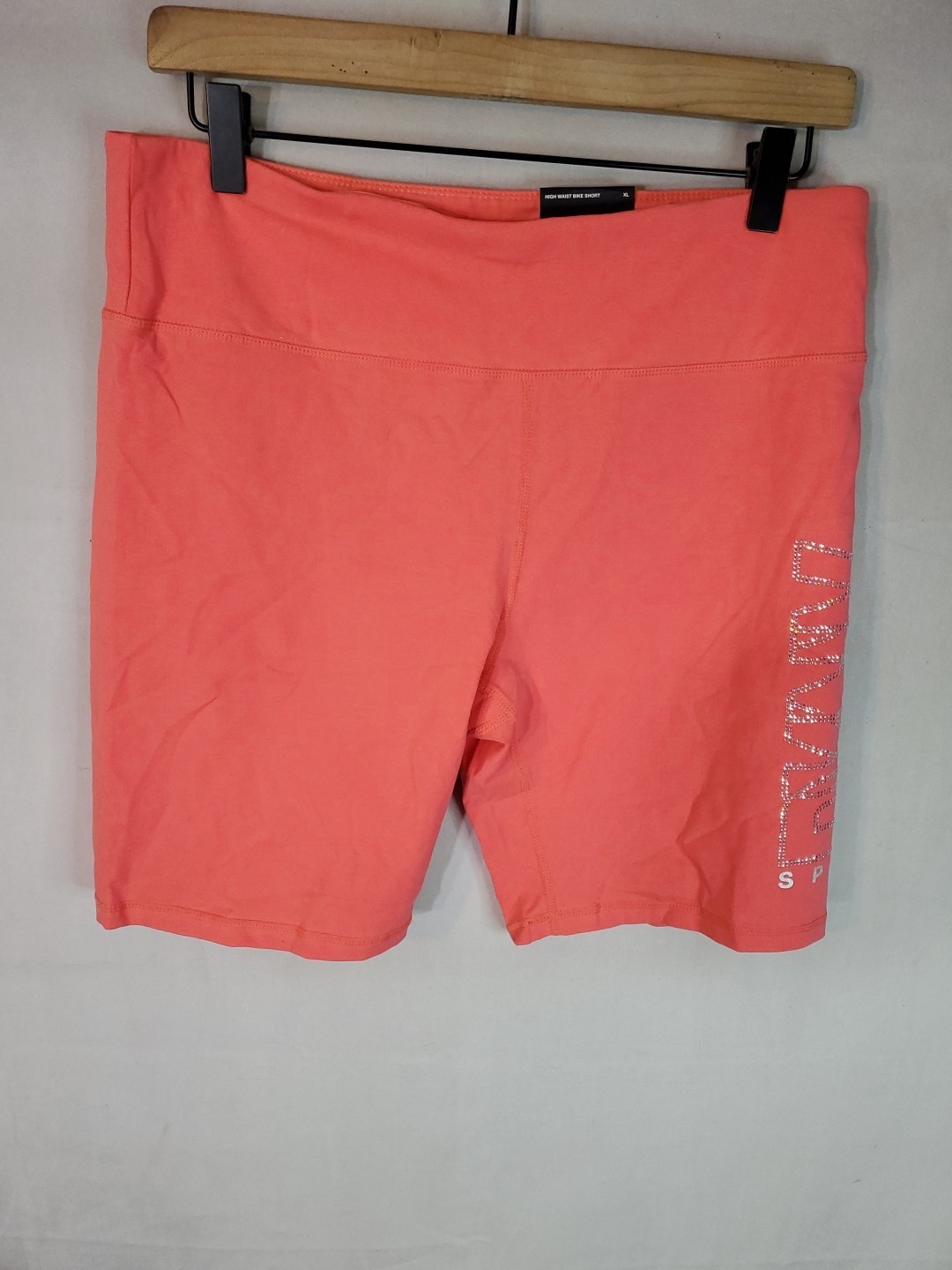 DKNY Sport Women\'s Size XL Rhinestones Outline Logo Bike Shorts Calypso Nwt