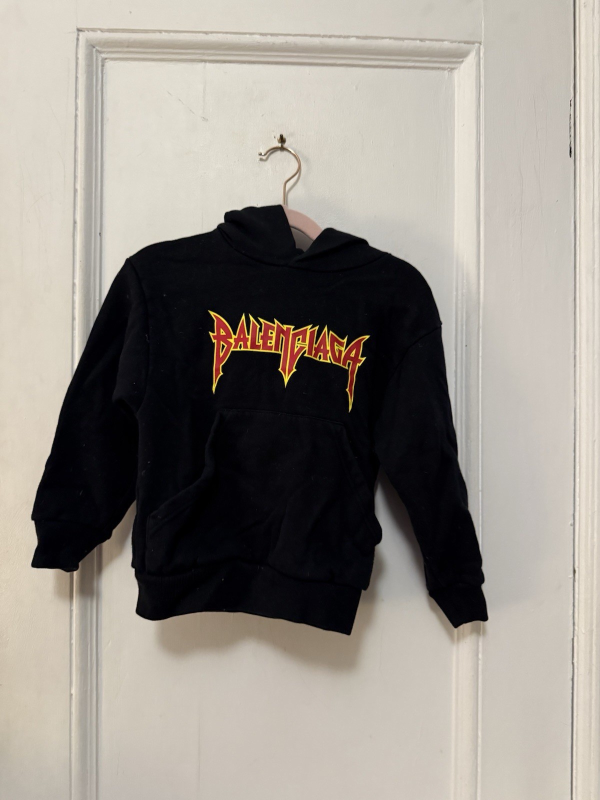 Balenciaga Kids Metal Logo Hoodie Black Size 4 (110cm) Authentic Boys Girls