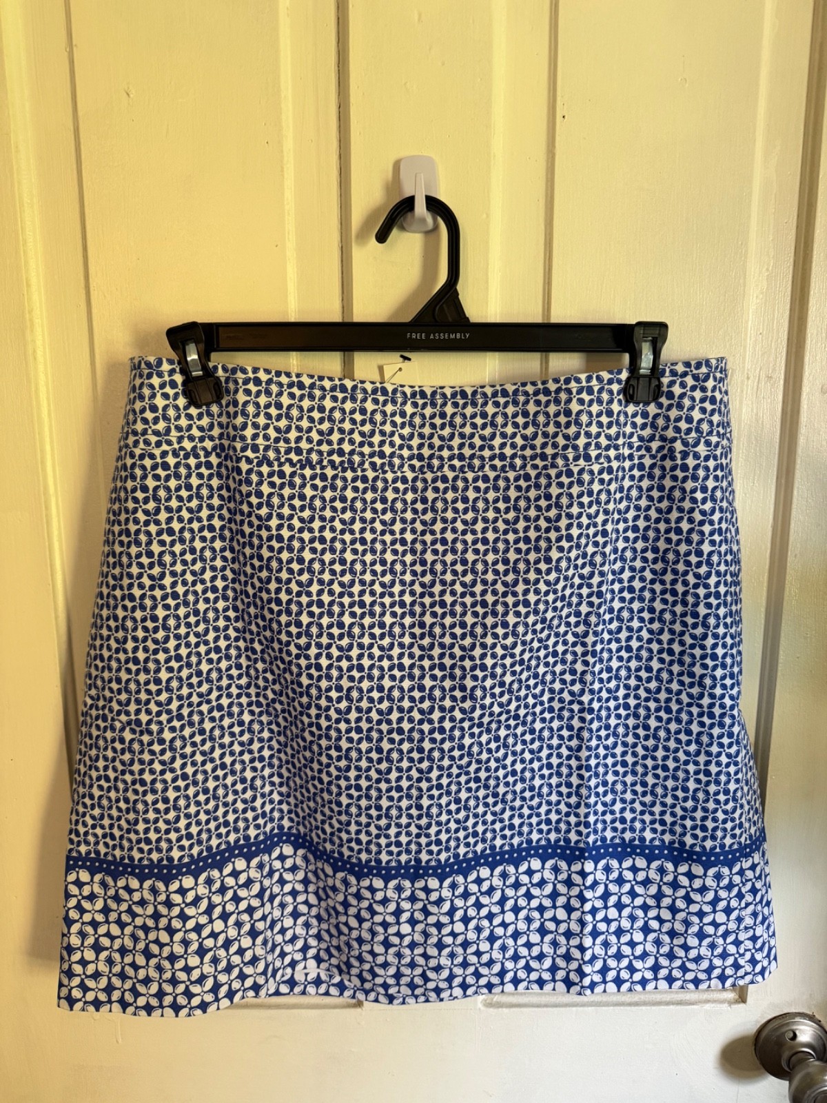 Talbots Size 18 Blue & White Printed Cotton A-Line Skirt NWT