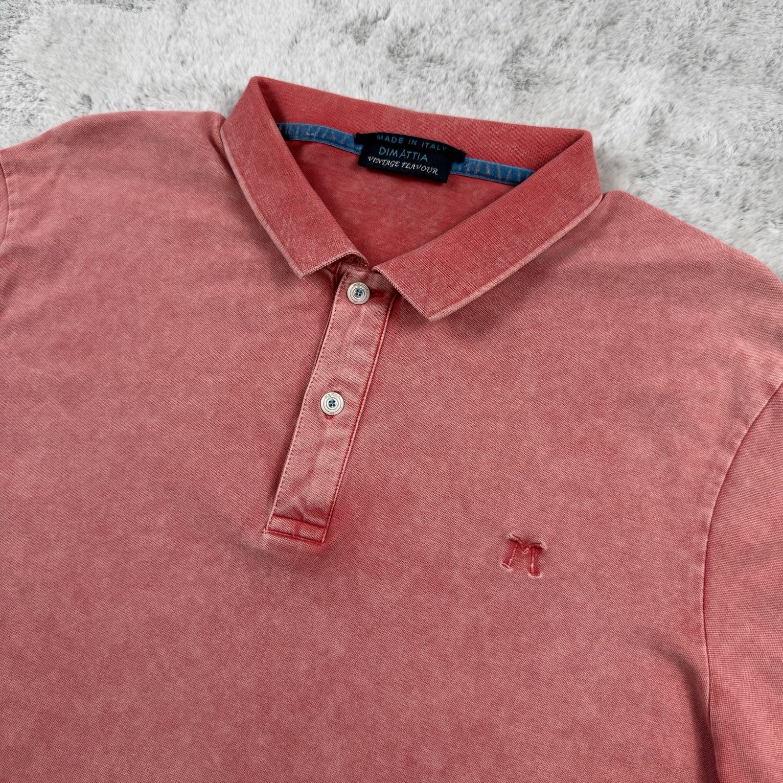 DIMATTIA Vintage Flavor Polo Shirt  XXL Slim Pink Dye Made In Italy