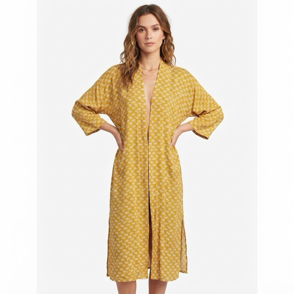 Madewell Print Robe Jacket Indigo Floral Golden Meadow Oversized Open Medium
