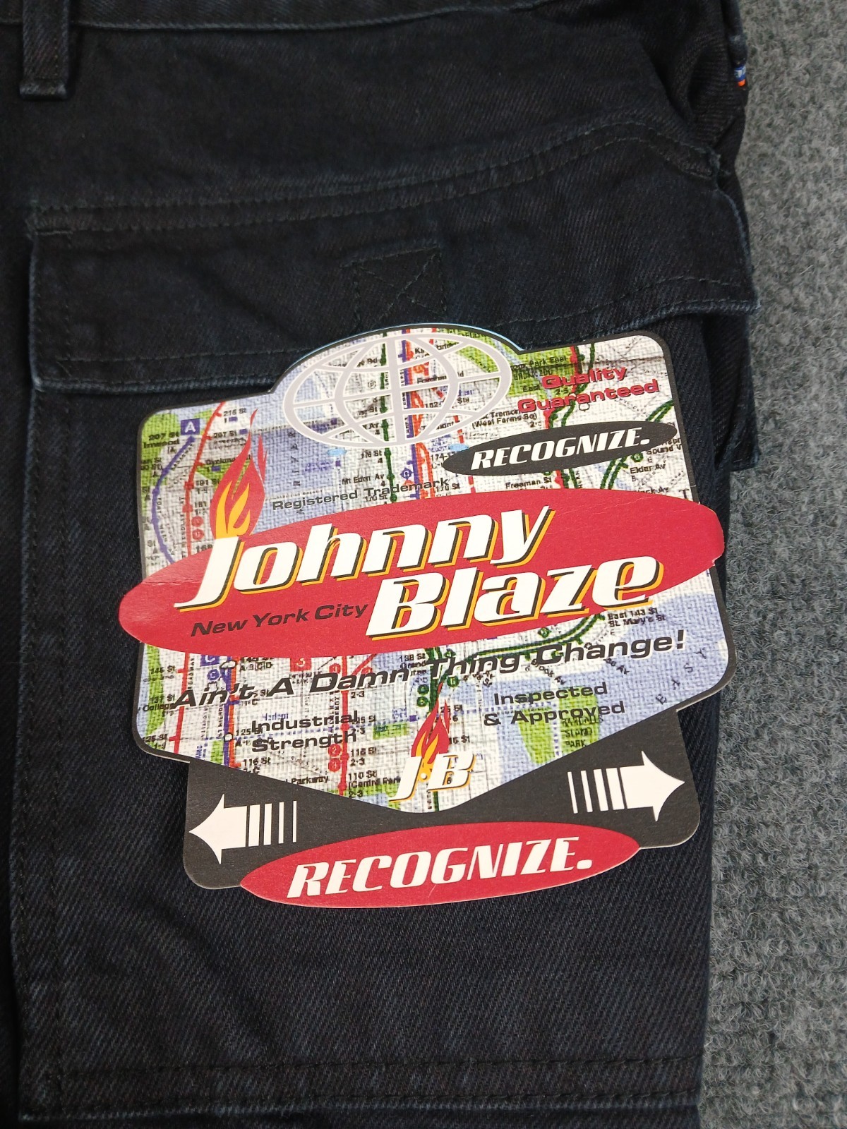 Vintage Johnny Blaze Black Denim Baggy Shorts Mens Size 36 Waist Method Man Y2K