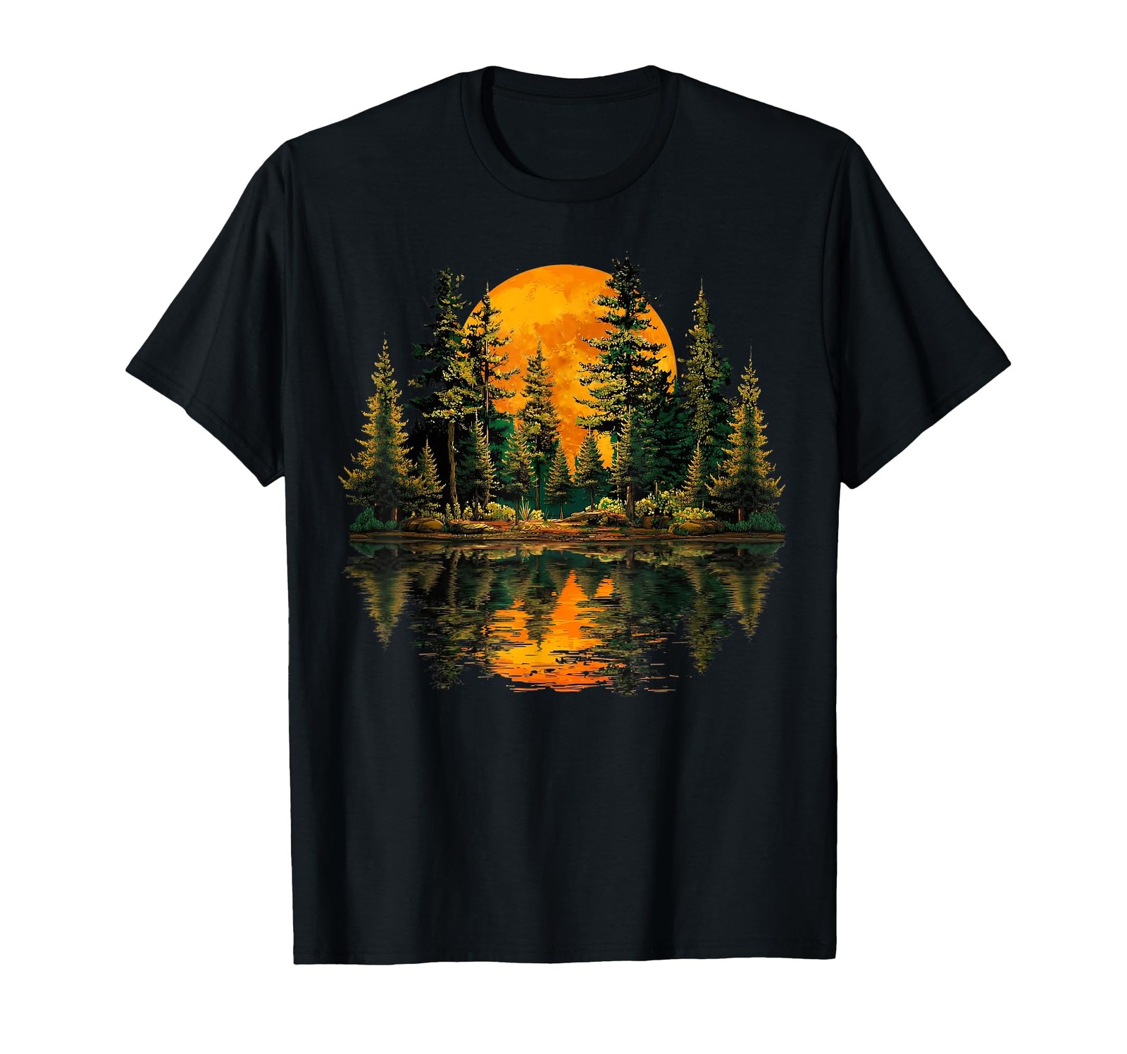 Vintage Nature Reflection Forest Trees Outdoor Wildlife T-Shirt
