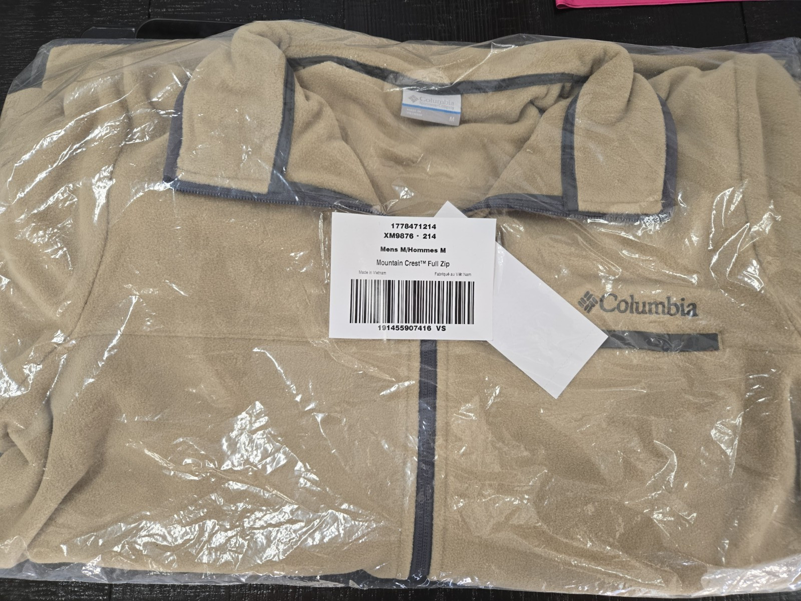 New Columbia Men\'s Mountain Crest Fleece Full Zip Jacket- XM9876-214 Tan Color