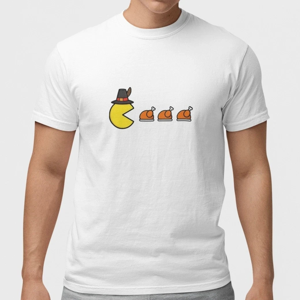 Funny Thanksgiving Turkey T Shirt Retro Arcade Gamer Thanksgiving  Sizes S-5XL