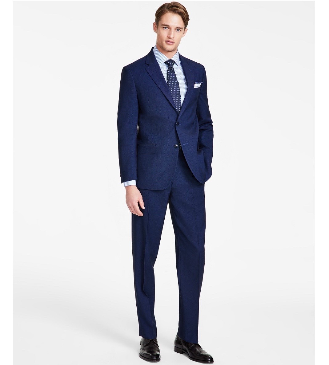 $395 NEW NAUTICA Mens 50R Blue Birdseye Stretch 2 Piece Suit With Pants 43x32