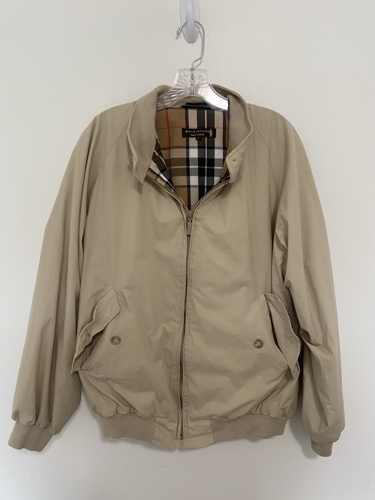 Mackintosh Made in Scotland Golf Jacket Mens Size Large Bomber Lined Coat EUC