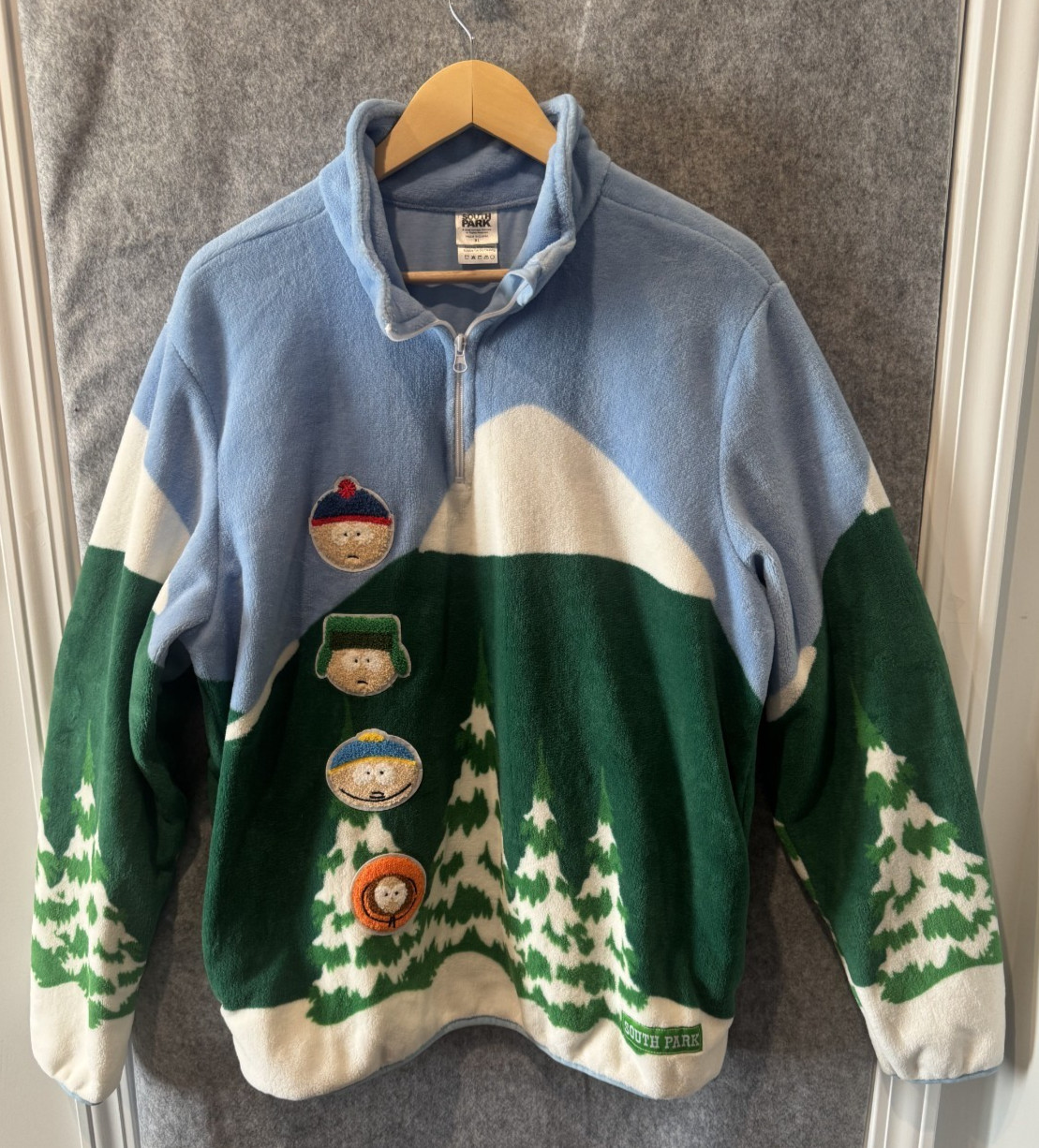 Vtg 1998 South Park Quarter Zip Fleece Sweatshirt Comedy Central Cartman Men XL