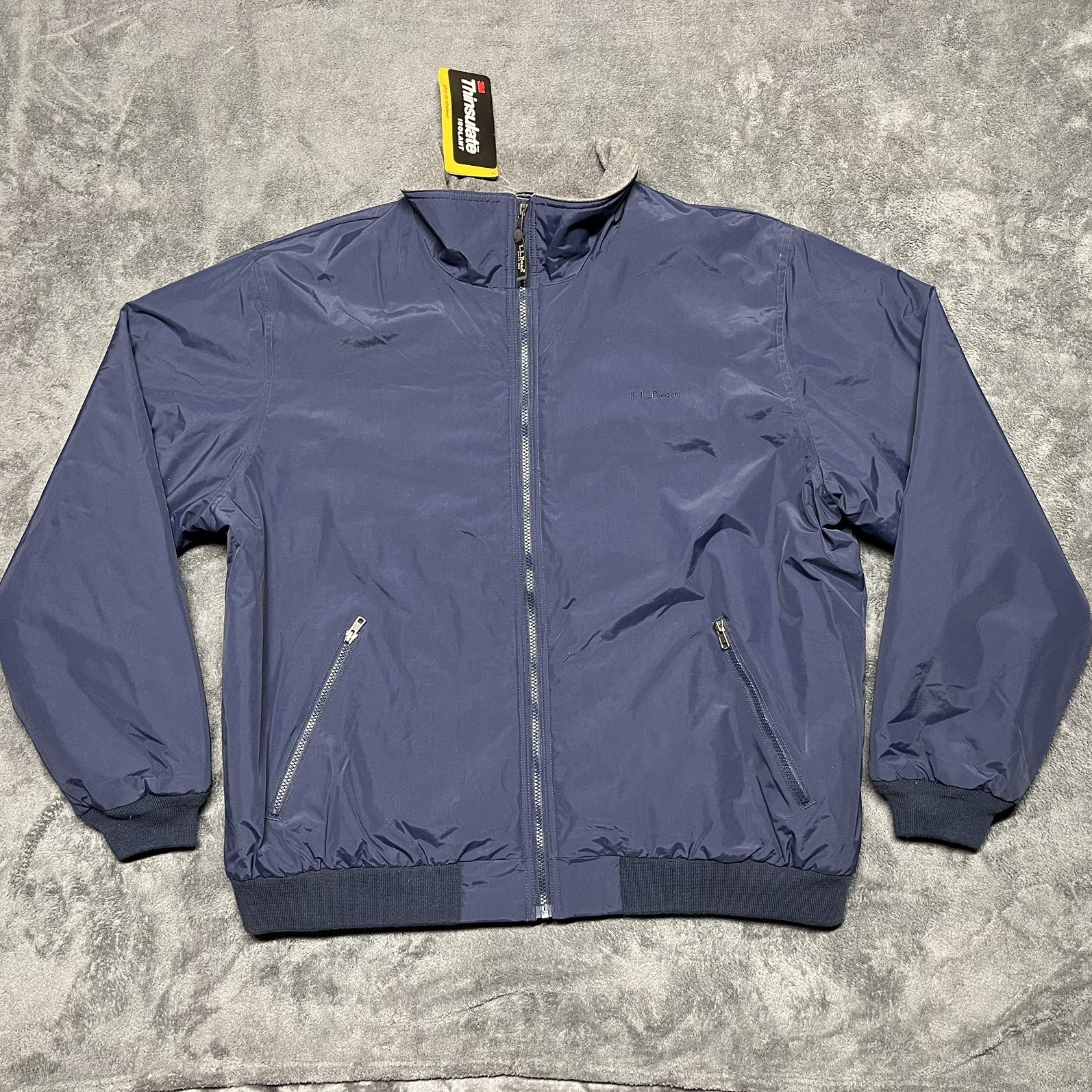 VINTAGE L.L. Bean Men\'s XL Classic Warm Up Jacket-Navy Thinsulate Lining New 