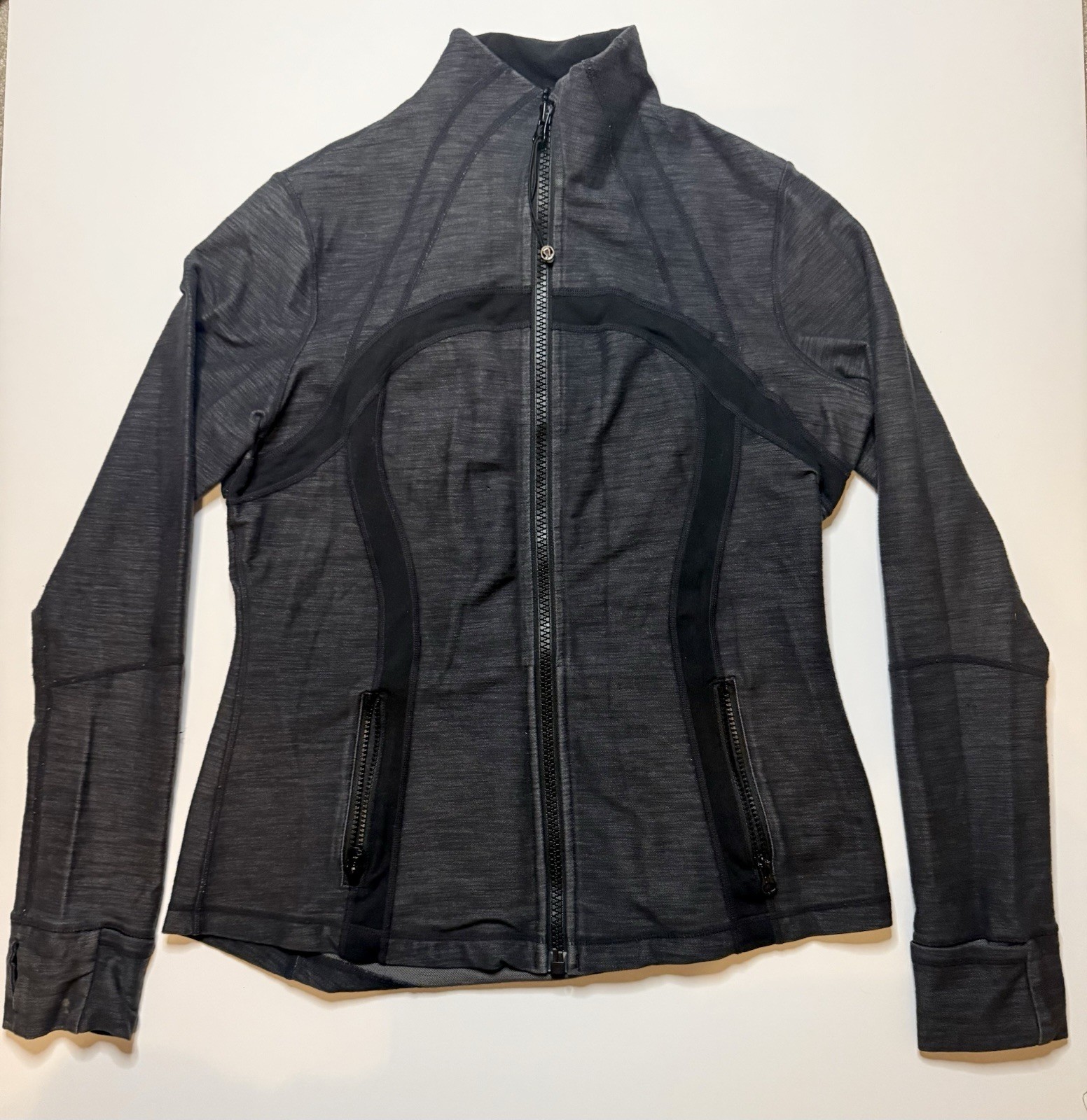 Lululemon Define Track Jacket Womens 8 Black Slub Long Sleeve Full Zip Running
