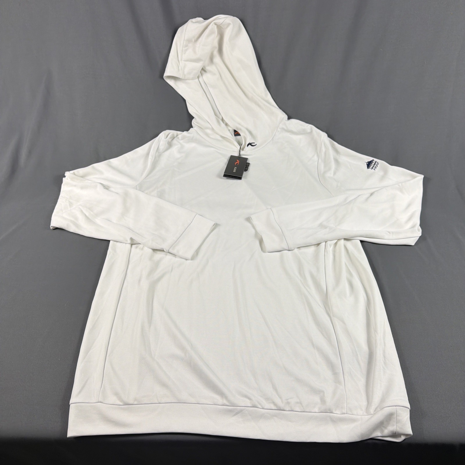 KJUS Golf Hoodie Kallen Sleeve Logo 1/4 Zip XL White Modal Polyester MSRP $229