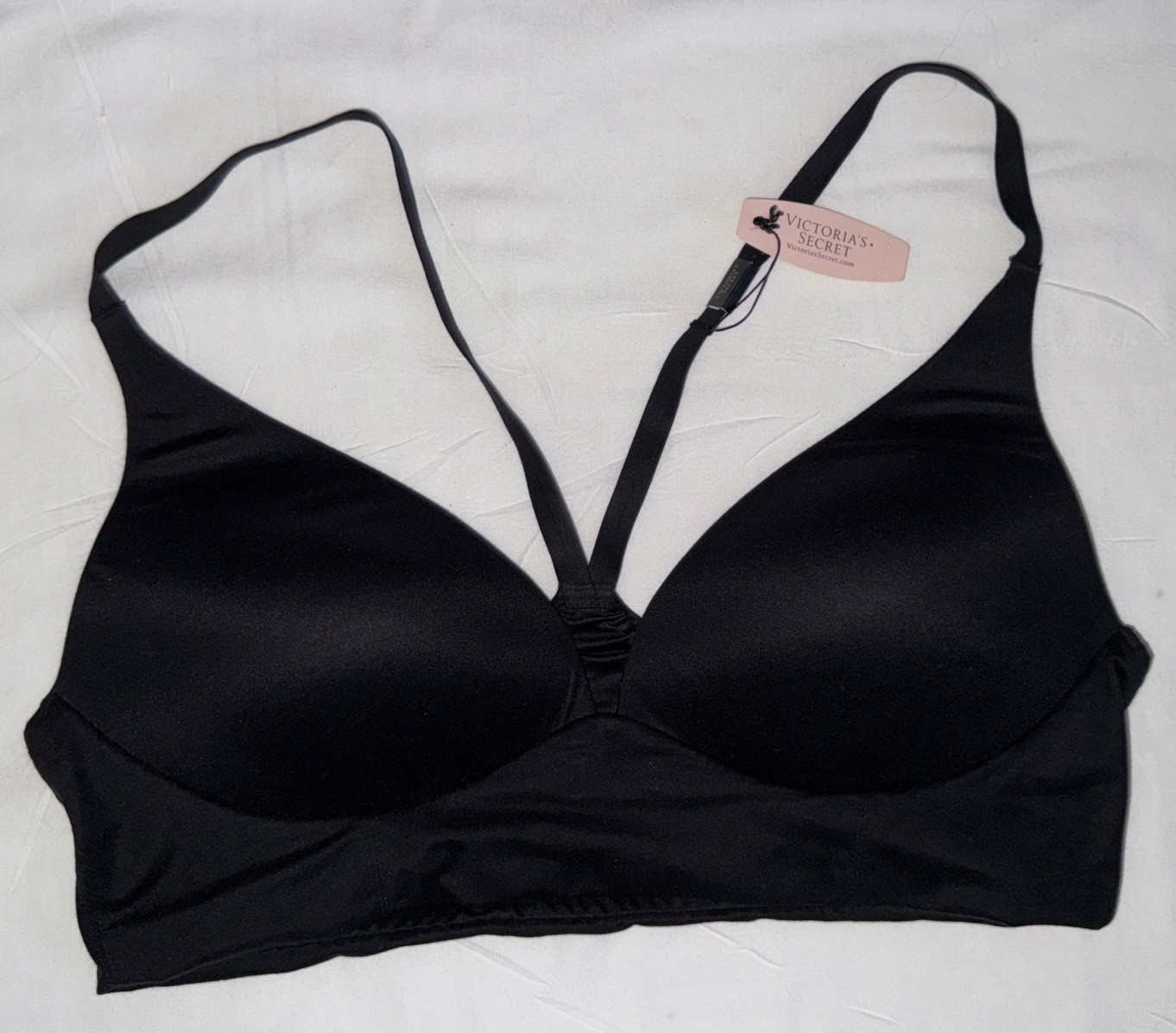 Victoria’s Secret Black Lightly Lined Plunge Racer Back Bra Wireless 36B