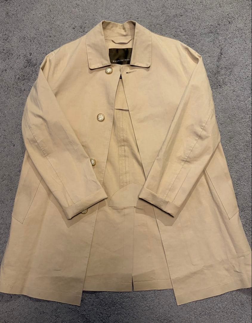 Mackintosh Bonded Cotton Rubberized Car Coat Beige Mens Size 40 Made in Scotland