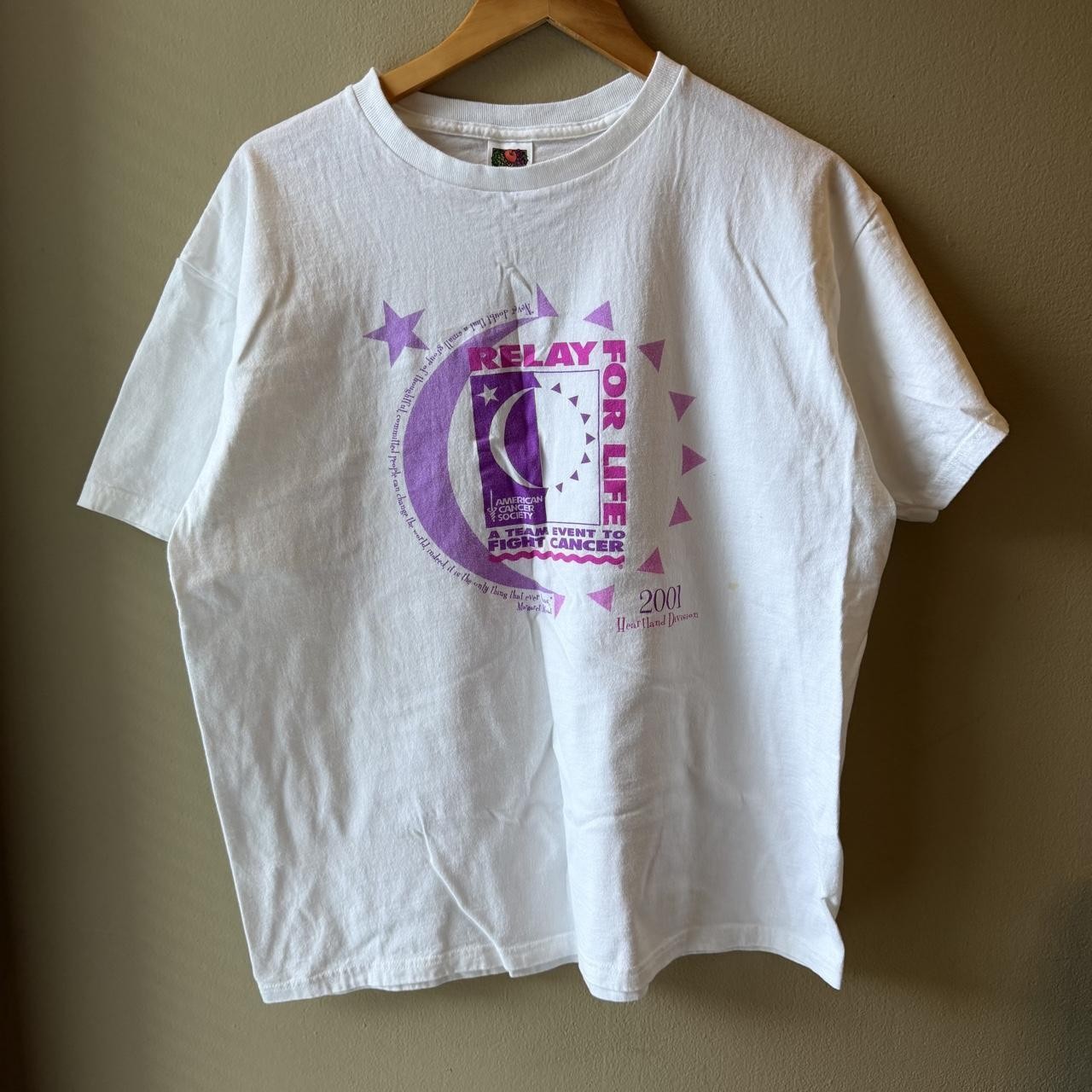 Vintage Y2K 2001 Relay For Life Pink Purple Graphic Tee XL