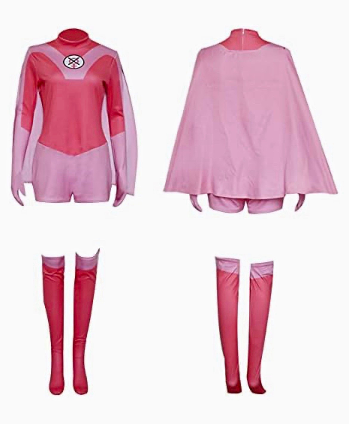 Invincible Atom Eve Cosplay Costume Pink Jumpsuit Superhero Bodysuit Cape XL