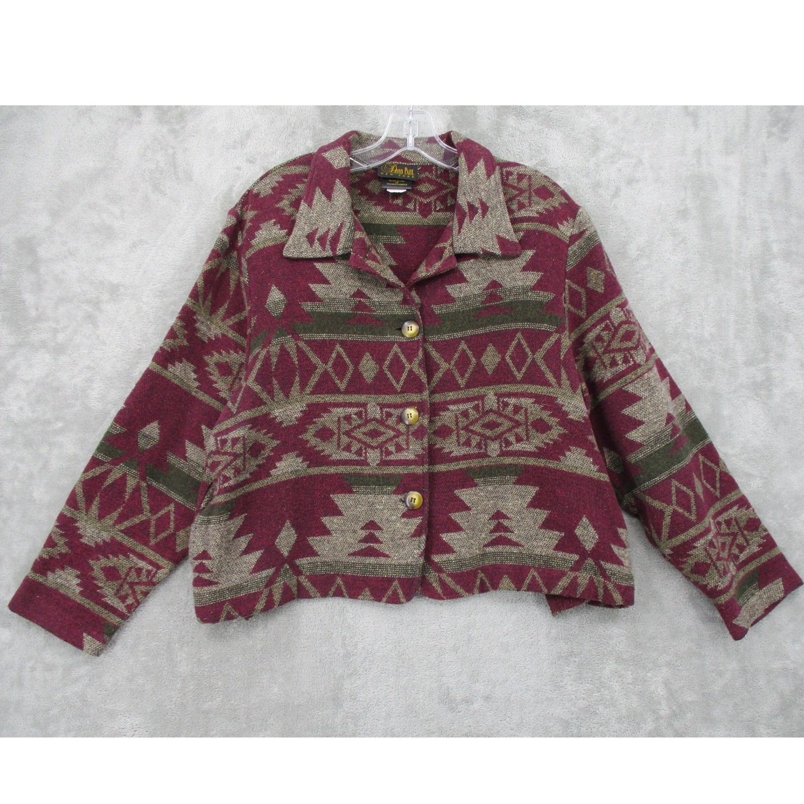 Vintage David Paul Jacket Womens Size L Southwestern Aztec Boho Button Outdoor