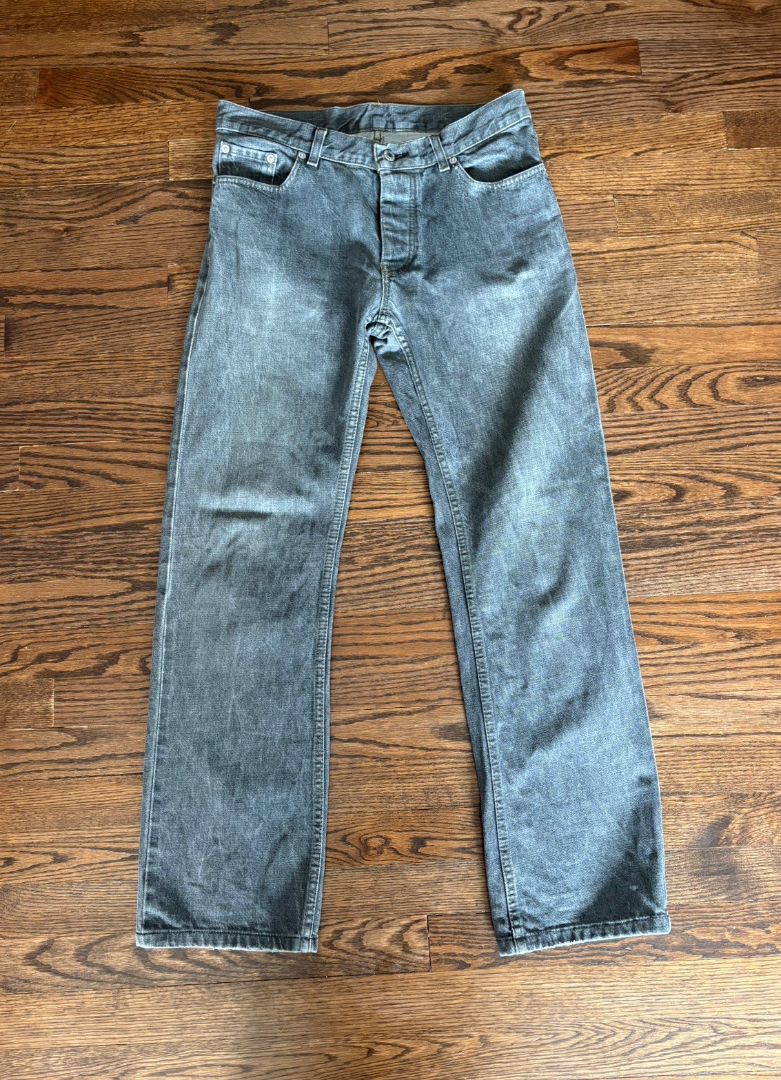 Helmut Lang 1990s Gray Classic Bootcut Denim Jeans Sz 32