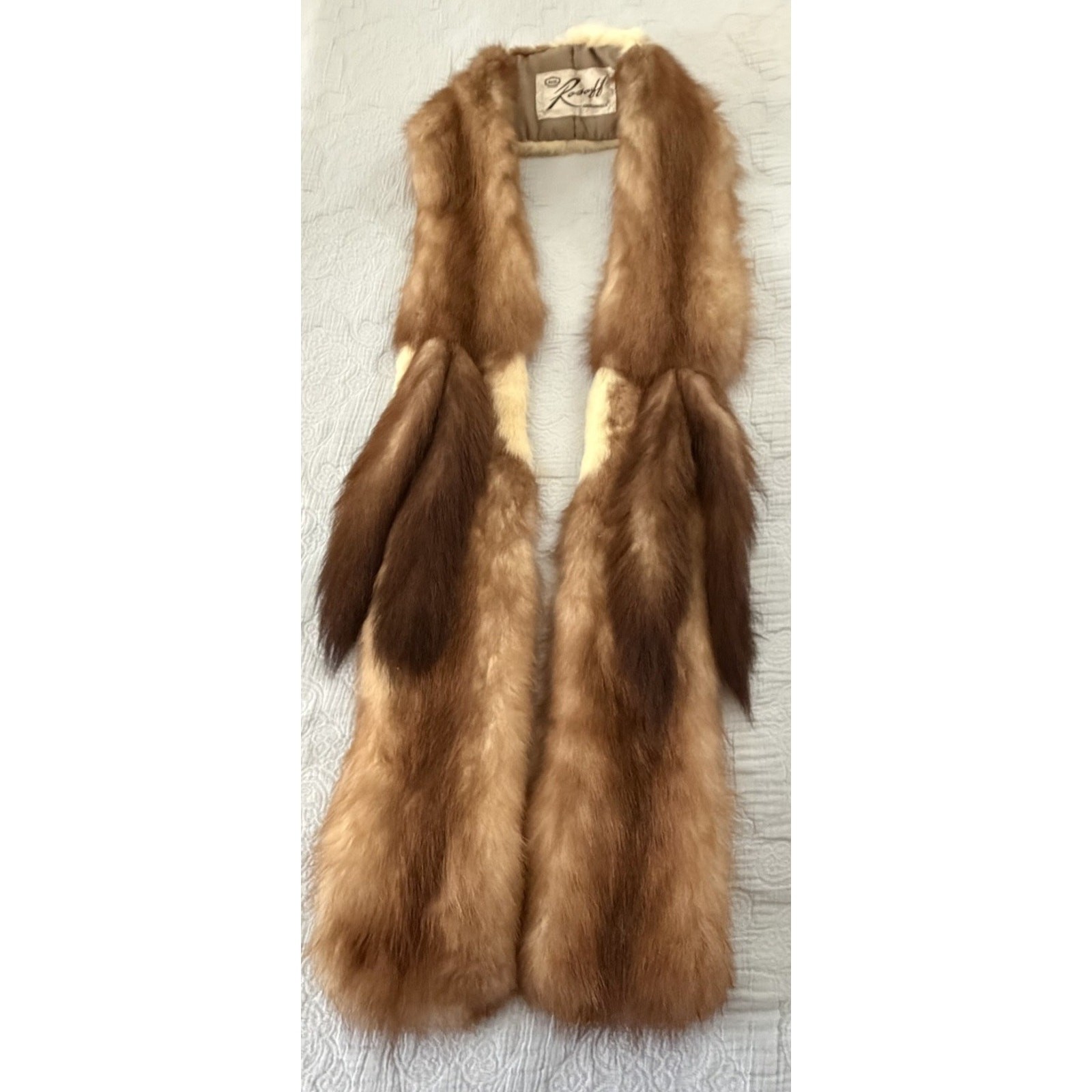 Vintage Stone Marten Fur Stole Scarf Wrap Rosoff Originals Long 76\