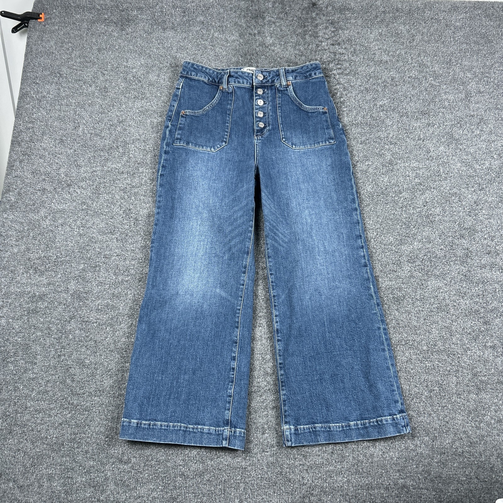 Paige Jeans Womens 30 Medium Wash Blue Anessa High Rise Boyfriend Wide Leg Denim