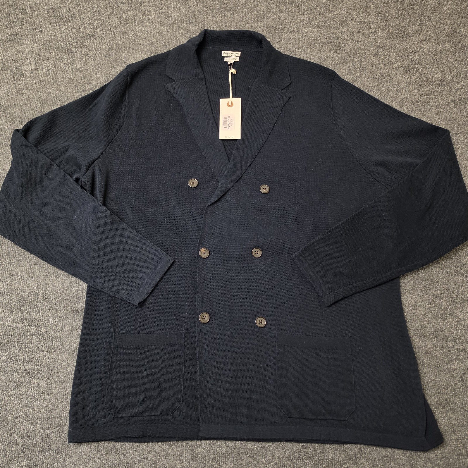 OOBE Brand East Bay Cardigan Double Breasted Sweater Navy Mens XXL NWT Italy 