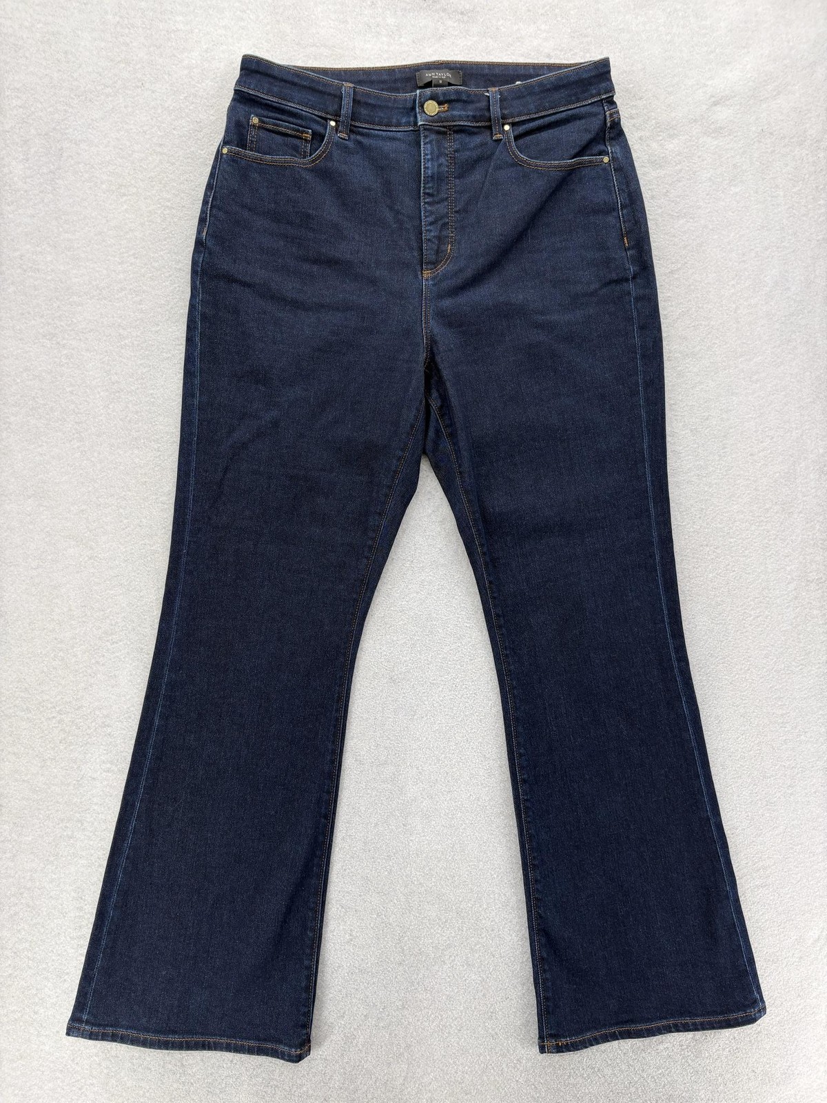 Ann Taylor The Boot Curvy Fit Jeans Womens 12 Blue Dark Wash Bootcut Stretch NWT