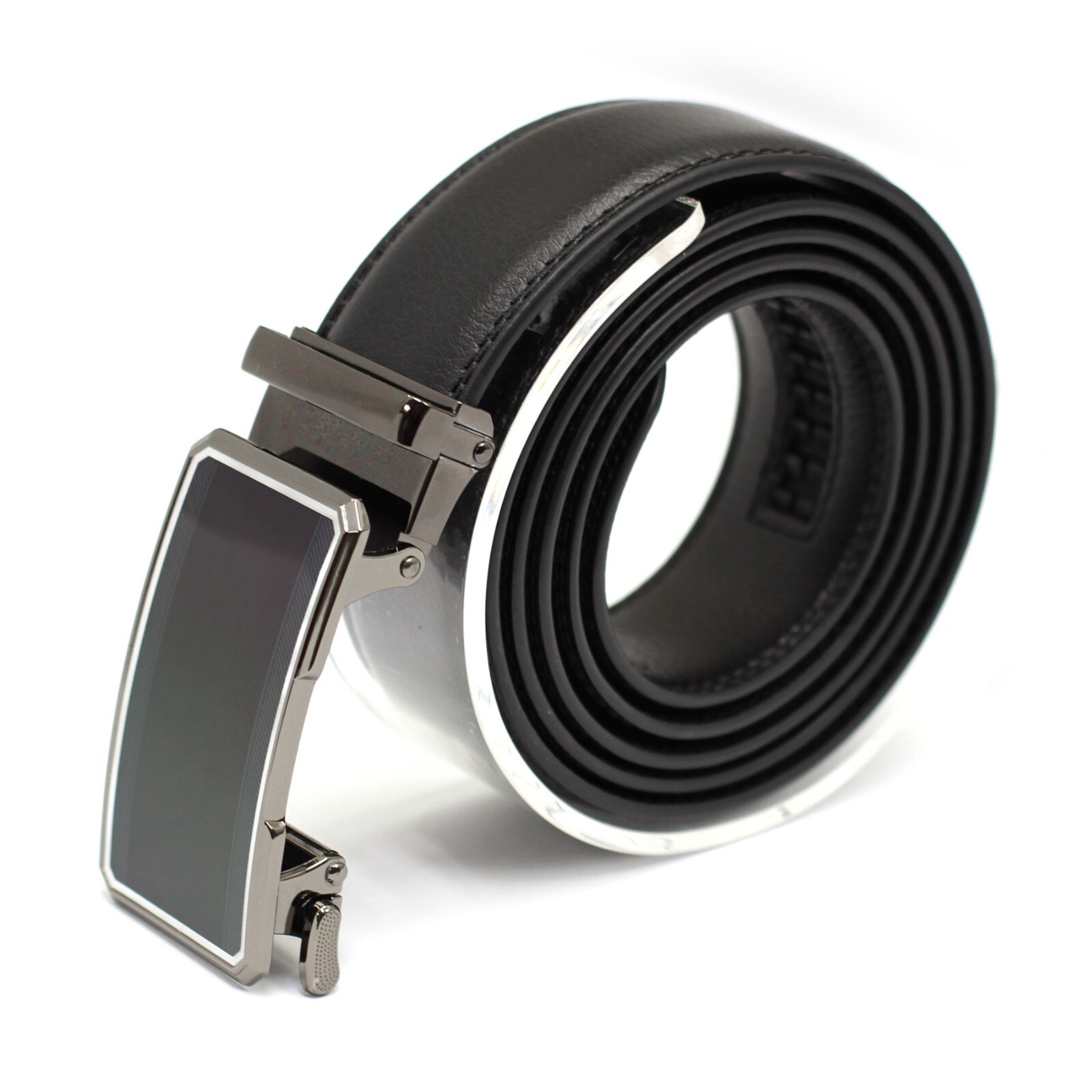 Mens Metal Automatic Click Lock Buckle Waist Strap Dress Comfort Belt Casual