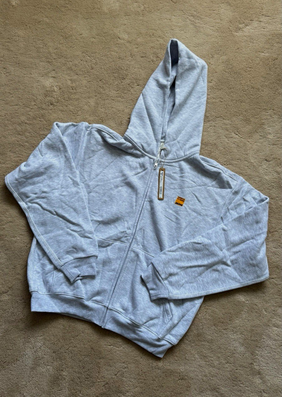 Skims Community Goods Cotton Fleece Full Zip Hooded Hoodie Women’s L Gray