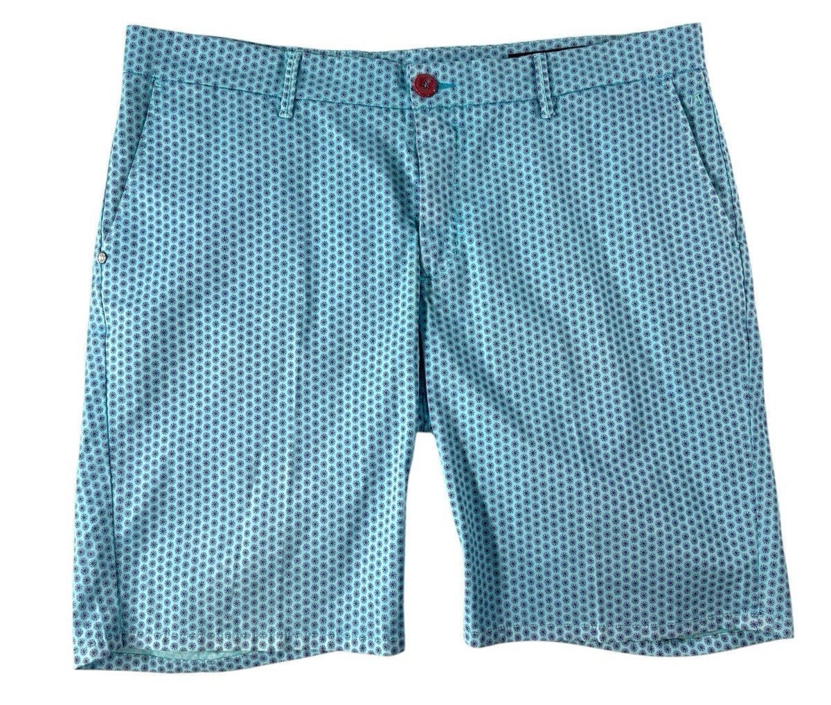 DIMATTIA Italian Handmade 40 Waist Shorts Blue Unique Print Men\'s Casual New