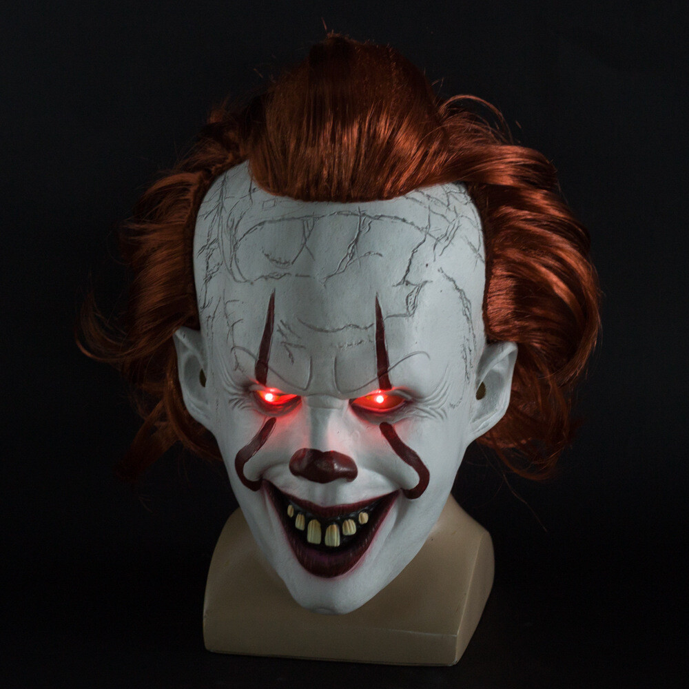 Killer Clown Costume Latex Mask Stephen King's It 2 Joker Scary Clown Penny Wise