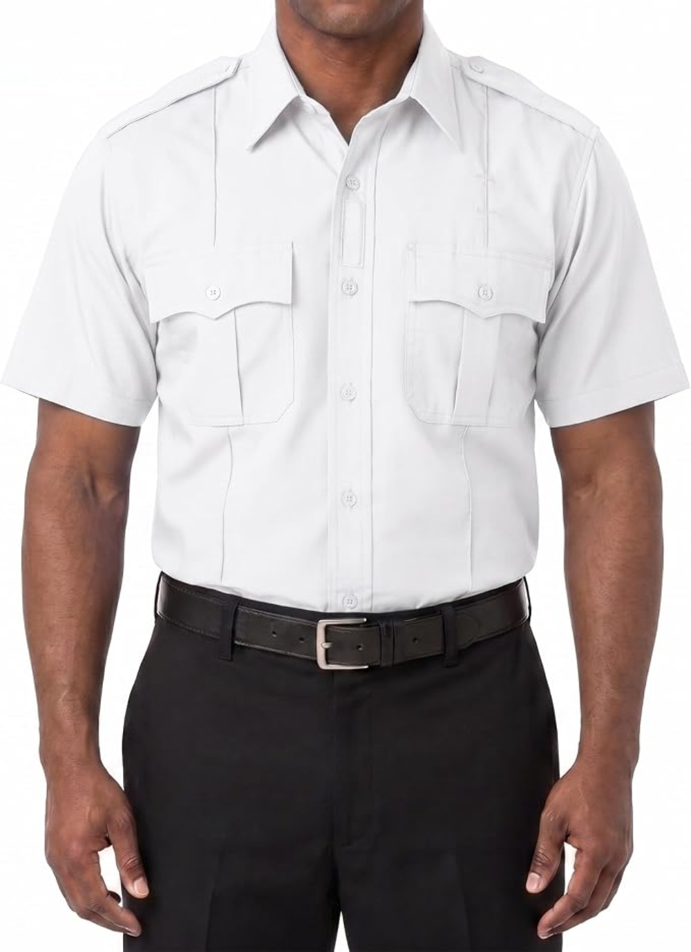 First Class 100% Polyester 4 Pocket Hidden Zipper Uniform Shirt - Short Sleeve