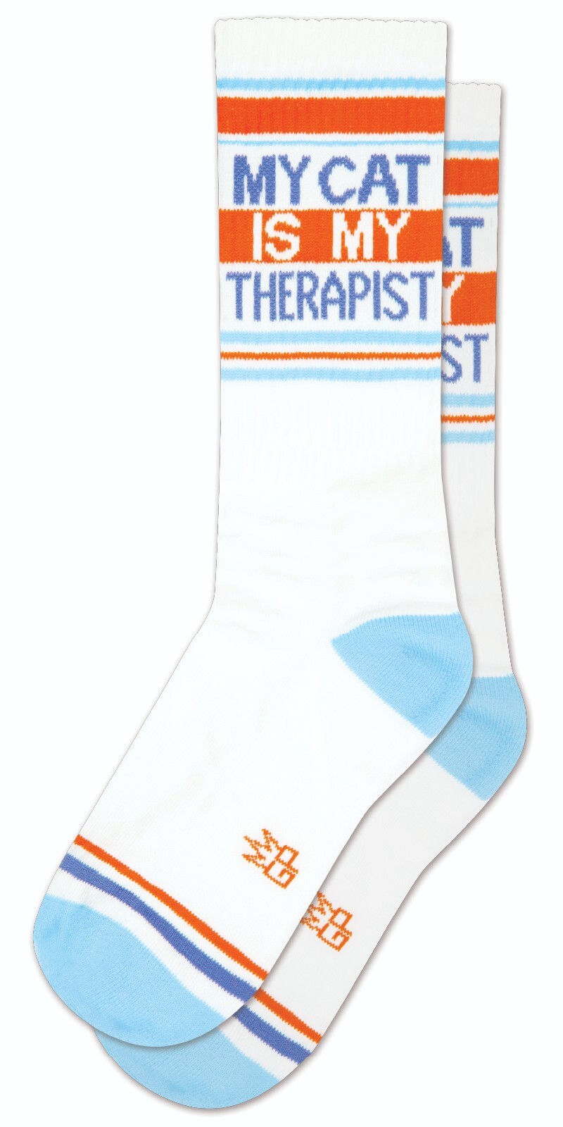 MY CAT IS MY THERAPIST Socks by Gumball Poodle Ribbed Gym Crew Novelty Socks