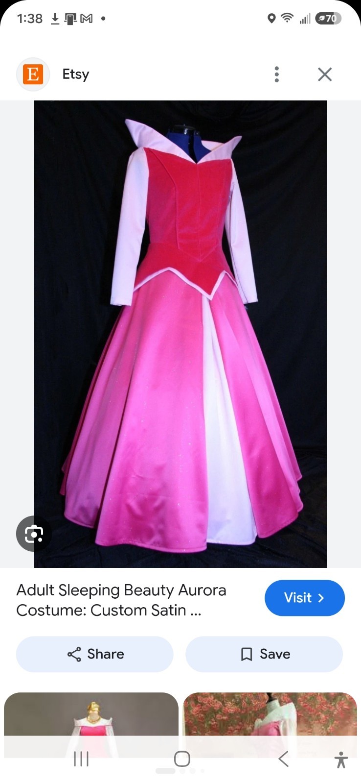 Costume Aurora Sleeping Beauty Dress Cosplay Costume Velvet Gown Adult  Medium