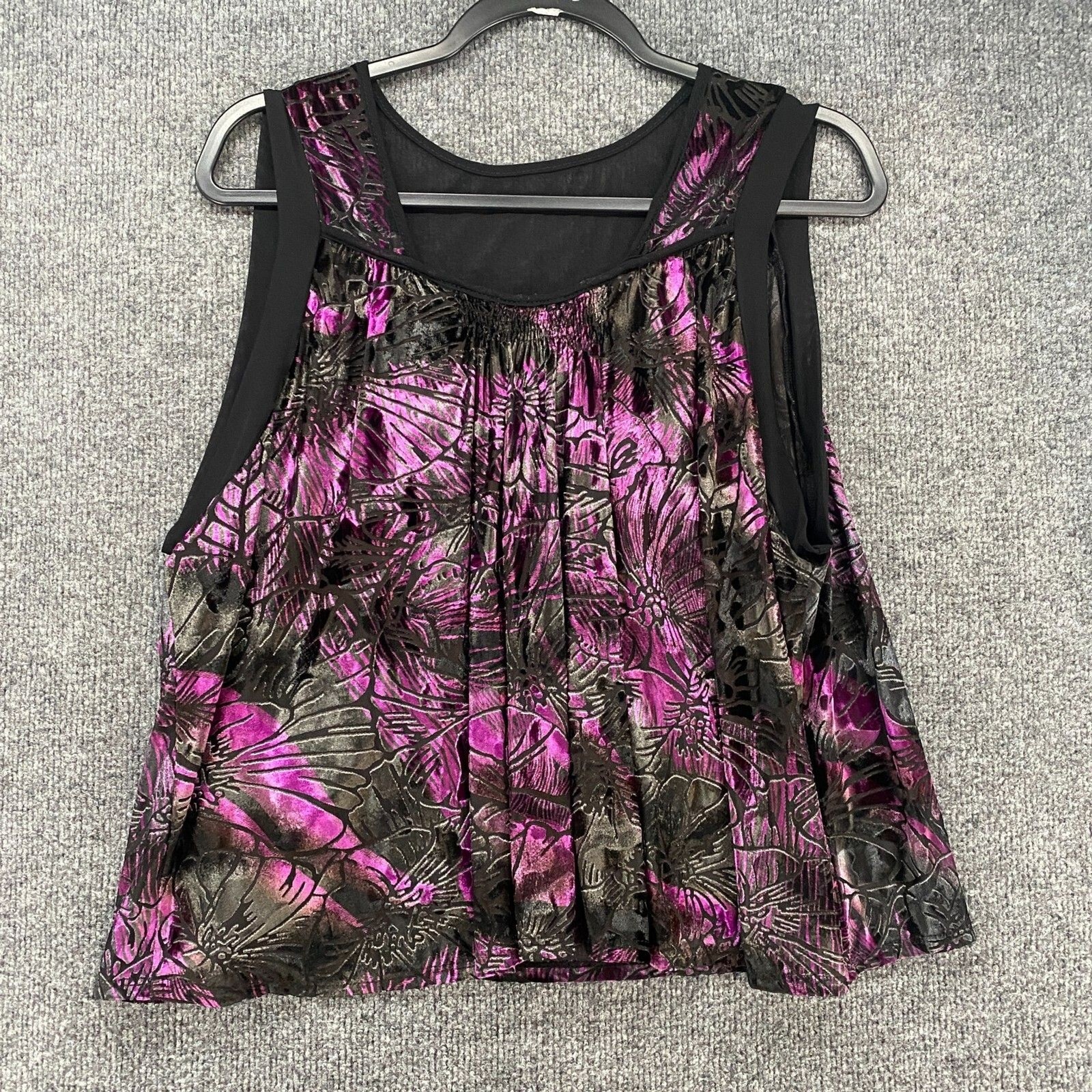 Staring at Stars Top Womens L Purple Velvet Burnout Whimsigoth Fairy Grunge 90s