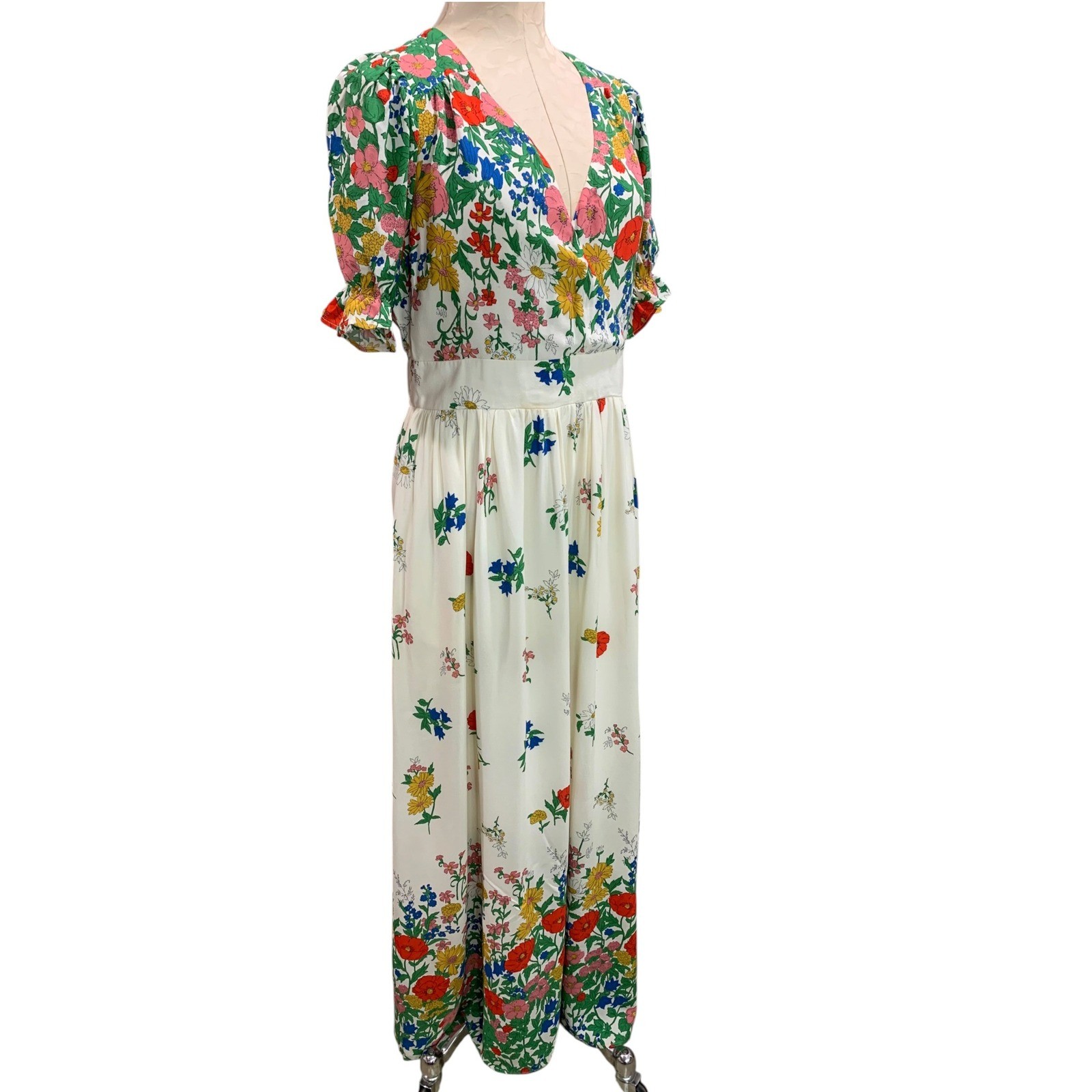 Size 10 Boden Womens Floral Maxi Dress Meadow Flowers V-Neck Pockets