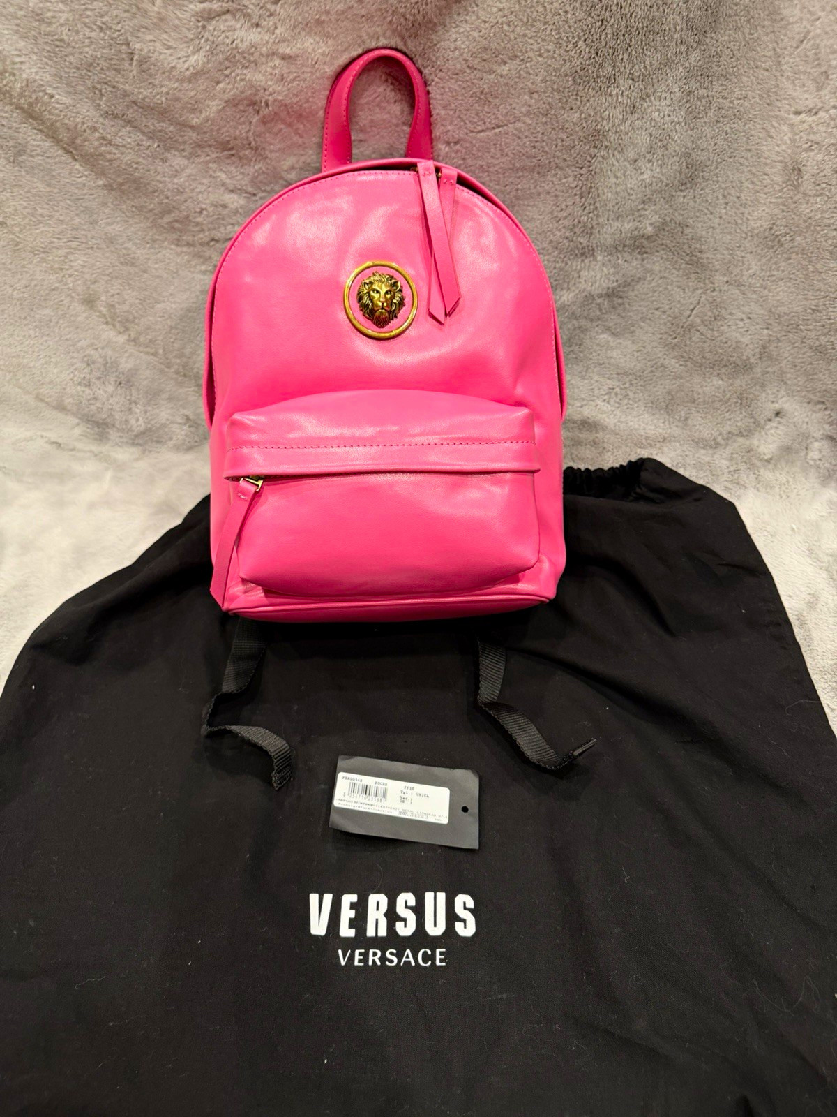 Versus Versace Fuchsia Pink Leather Lion Head Mini Backpack Authenticated
