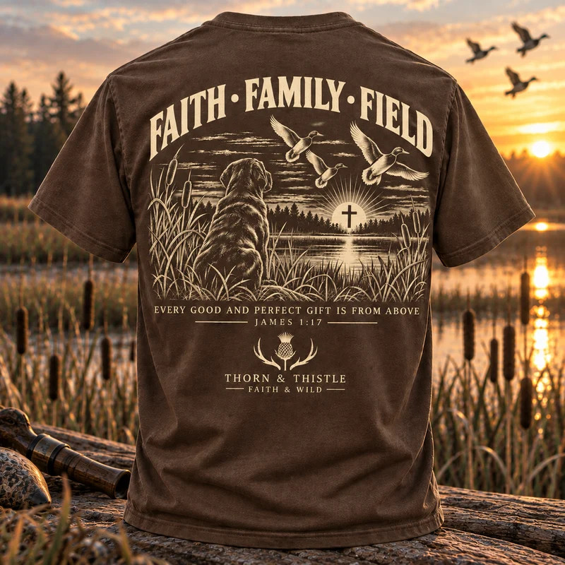 Thorn & Thistle Faith Family Field Christian Hunting T-Shirt Unisex