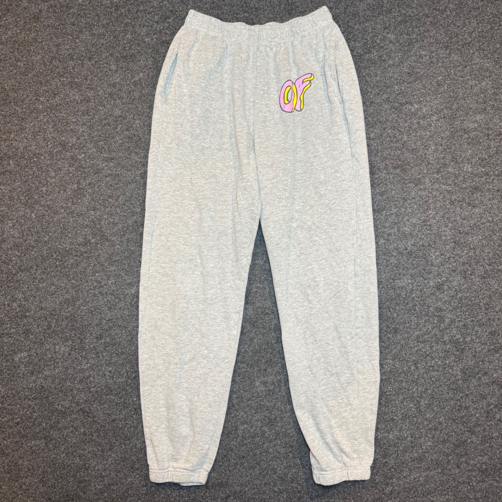 Odd Future OF Donut Logo Heather Gray Sweatpants Mens Medium Joggers