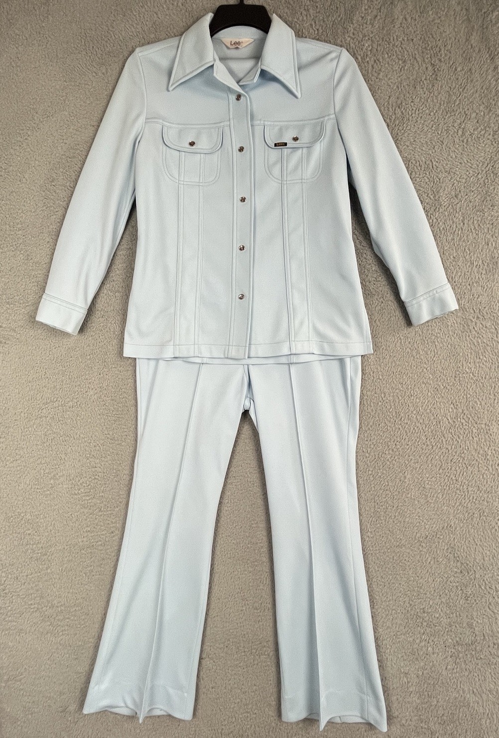 VTG 70s Lee Riders Womens Leisure Suit M/L Set 33x31 Double Knit Western Flare