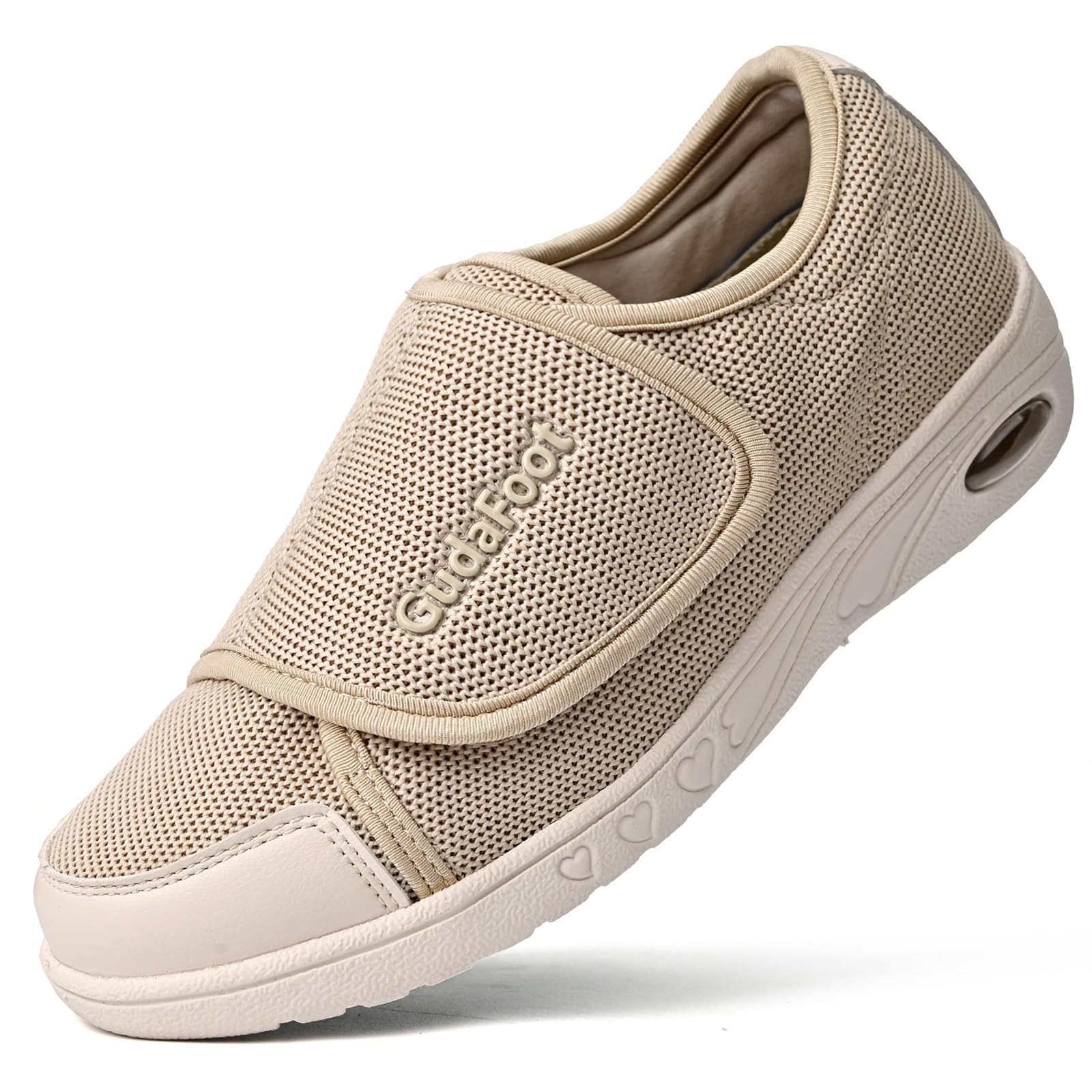 GudaFoot Women\'s Diabetic Shoes Swollen Feet Wide Width Edema Elderly Beige