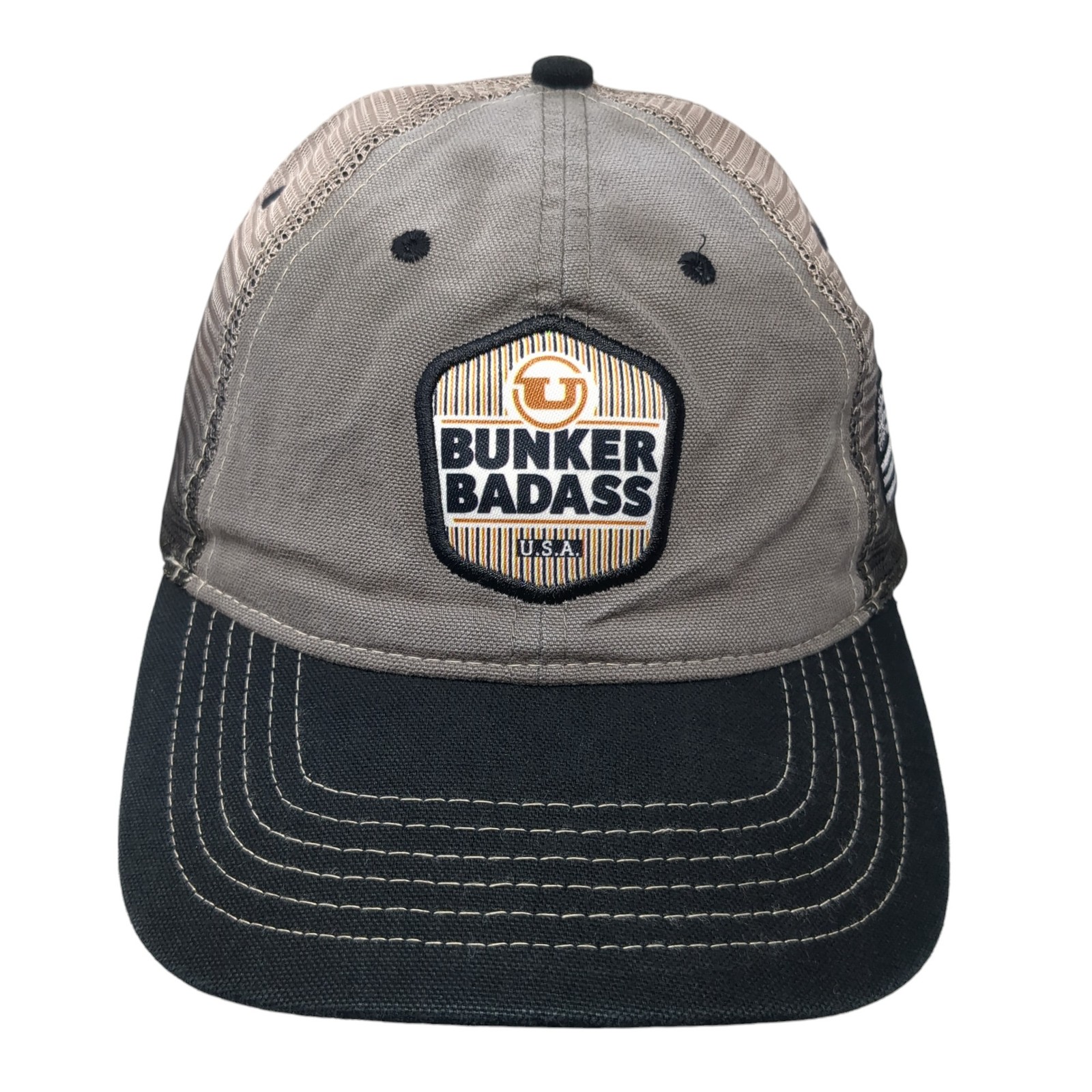 Bunker Badass USA Snapback Trucker Hat Multicolor One Size Adjustable Mesh Back
