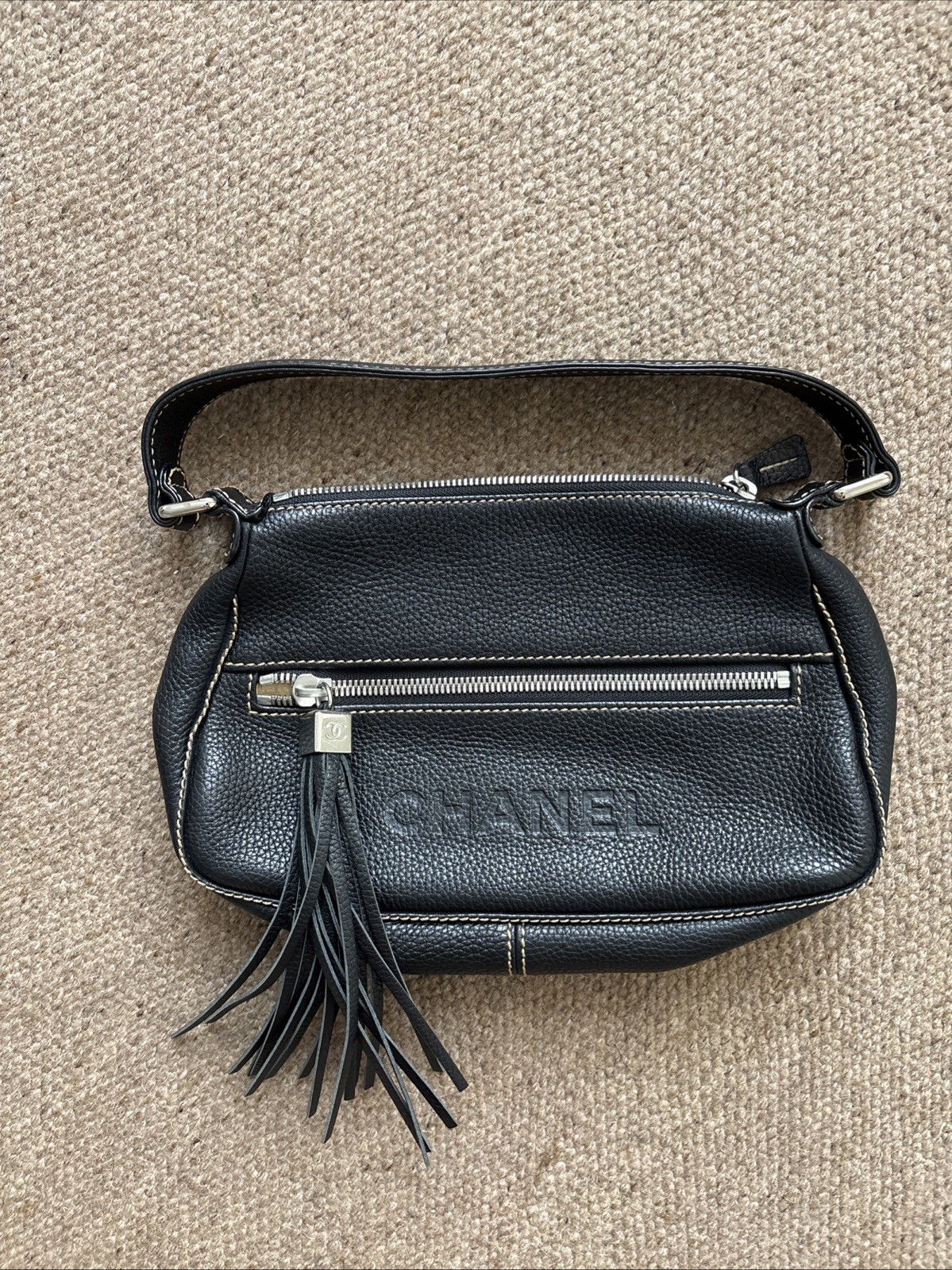 CHANEL LAX Shoulder Bag Black Leather